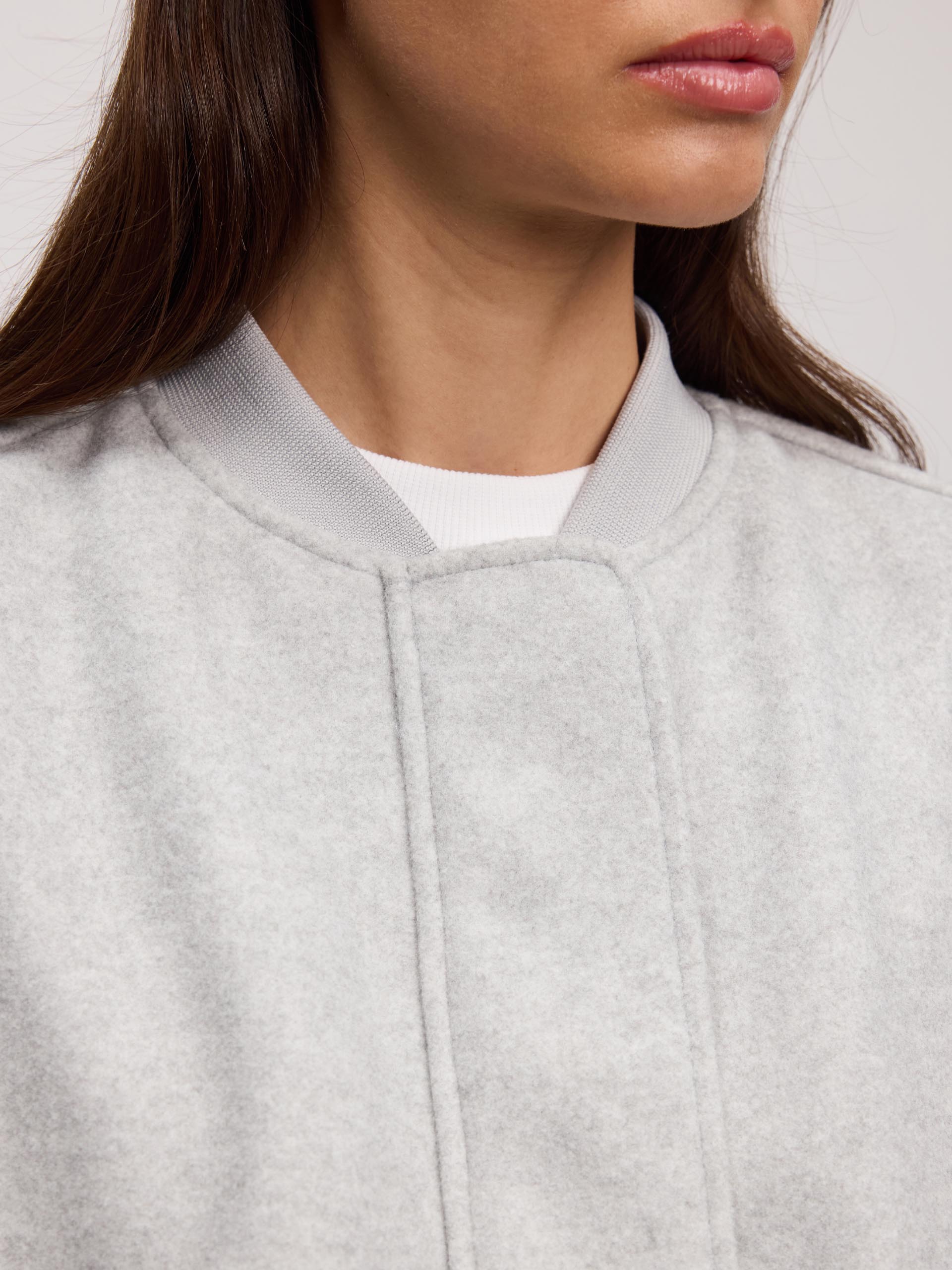 Womens Soft Knitted Bomber Jacket in Grey