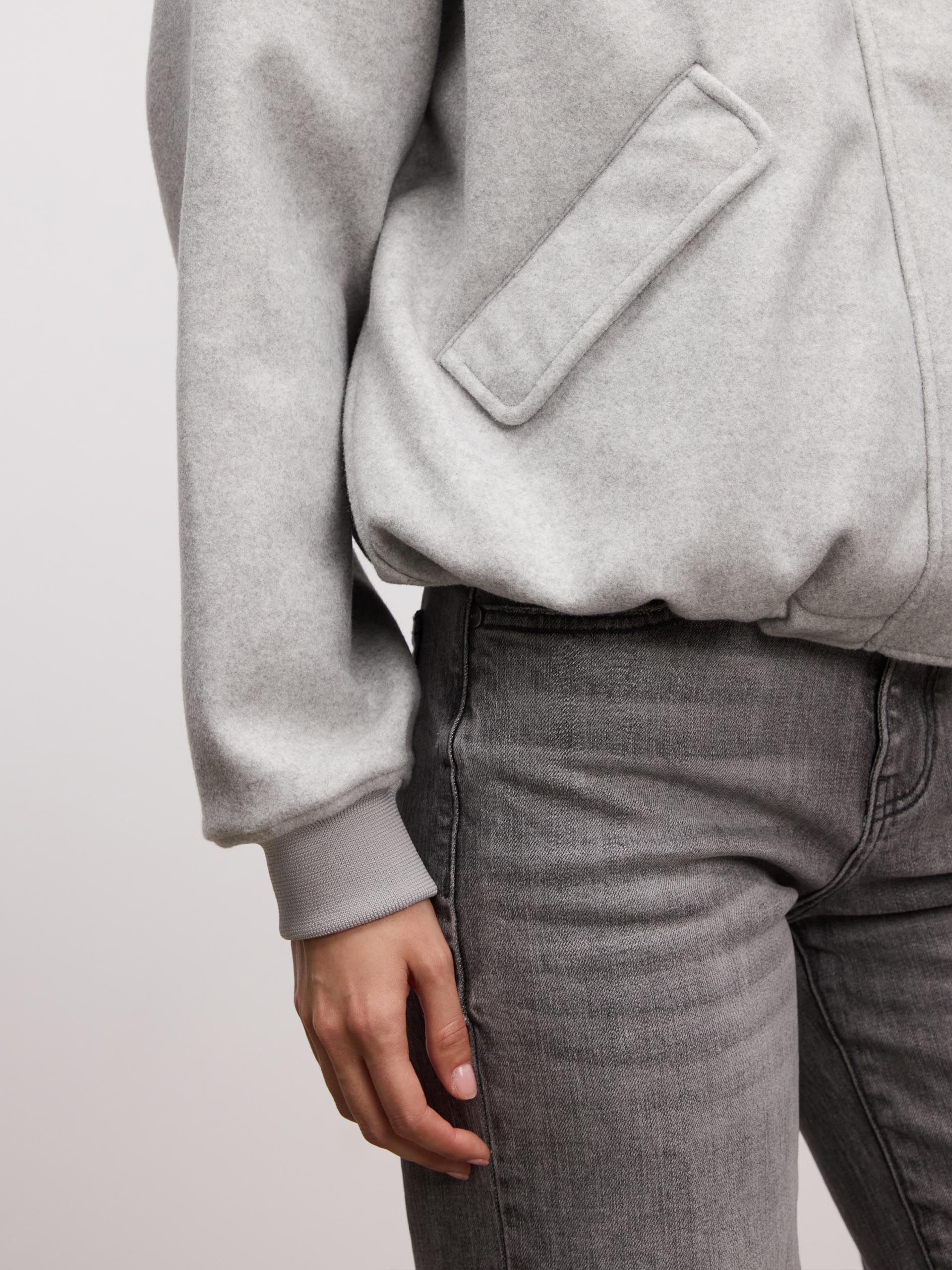 Womens Soft Knitted Bomber Jacket in Grey