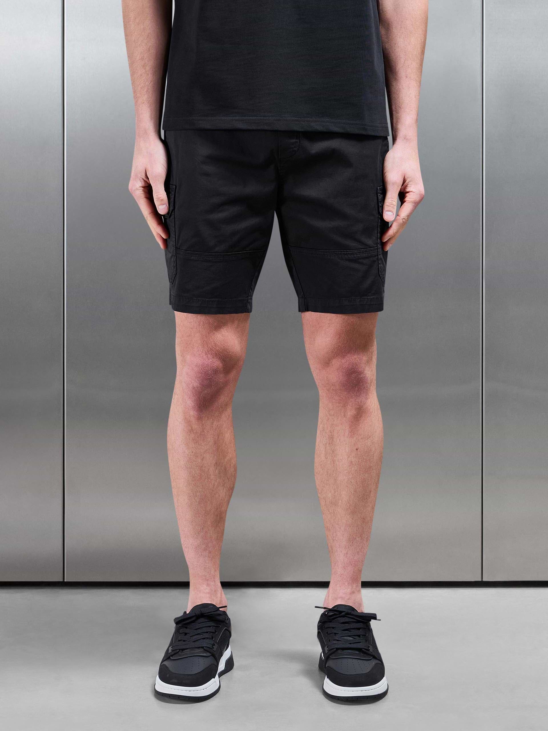 Worker Cotton Cargo Short in Black
