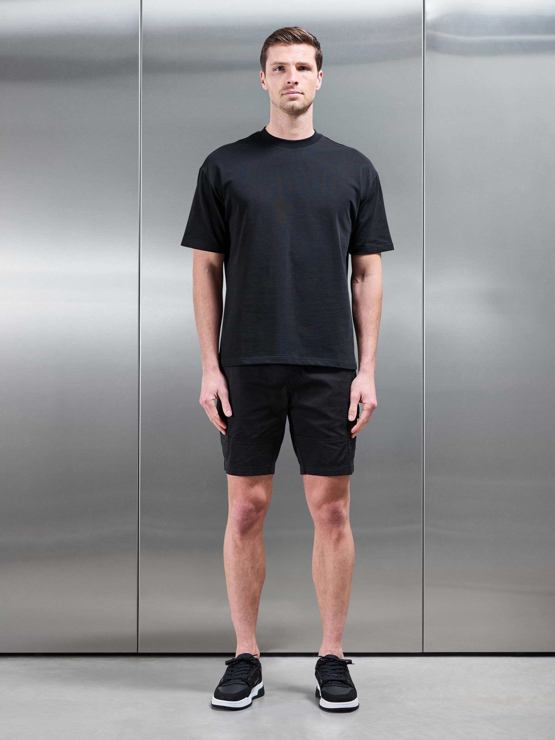 Worker Cotton Cargo Short in Black
