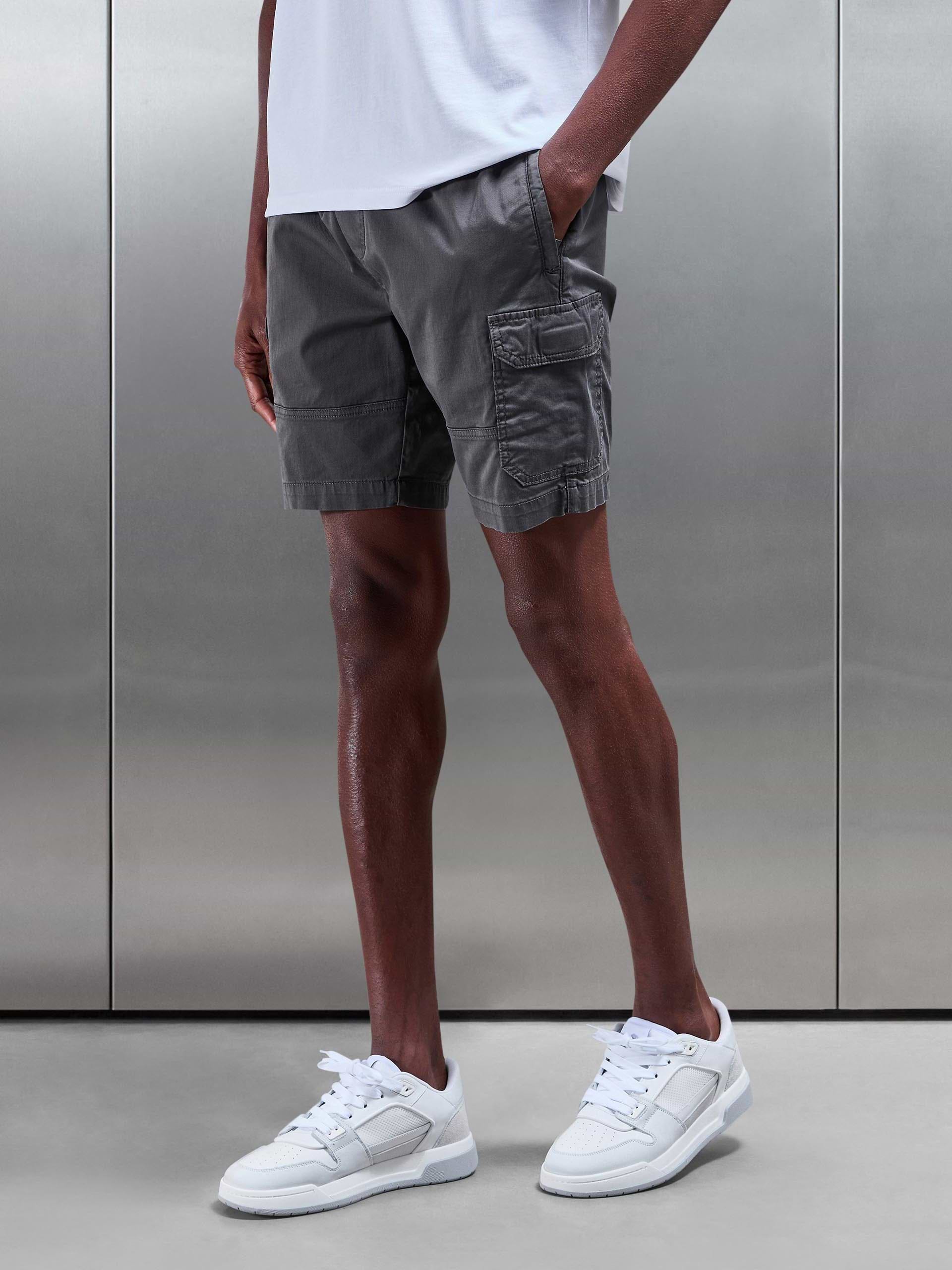 Worker Cotton Cargo Short in Grey