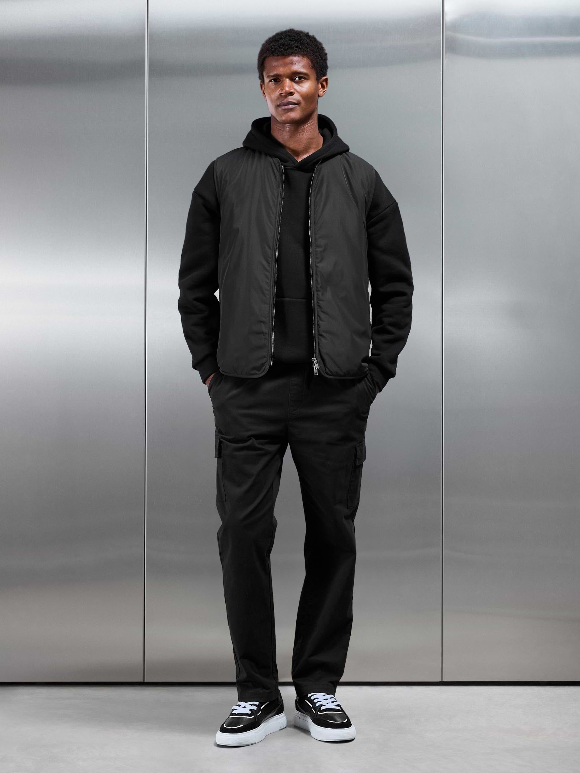 Zip Through Padded Vest in Black