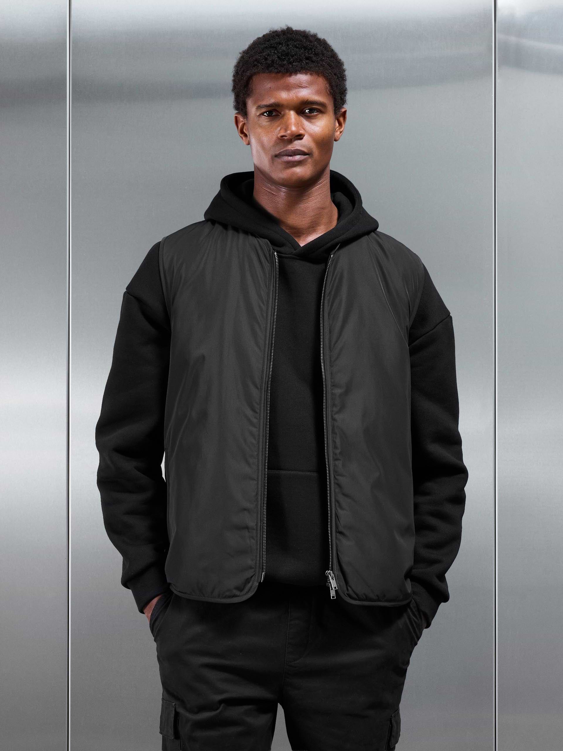 Zip Through Padded Vest in Black
