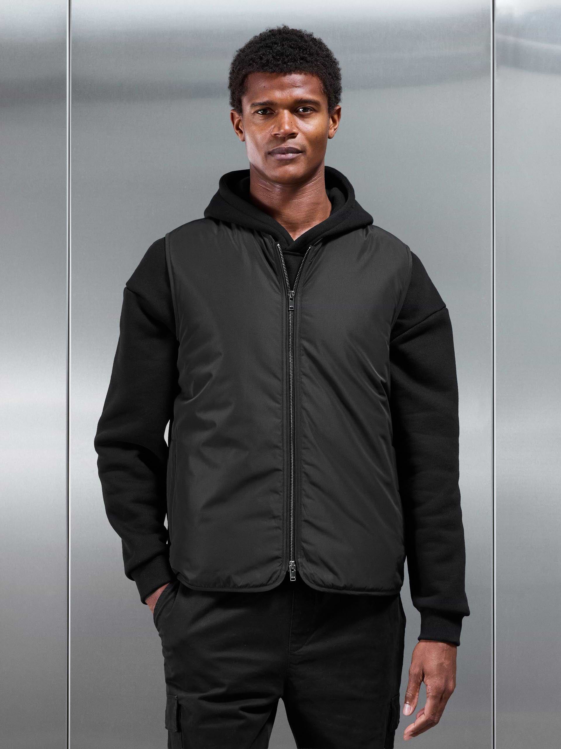 Zip Through Padded Vest in Black