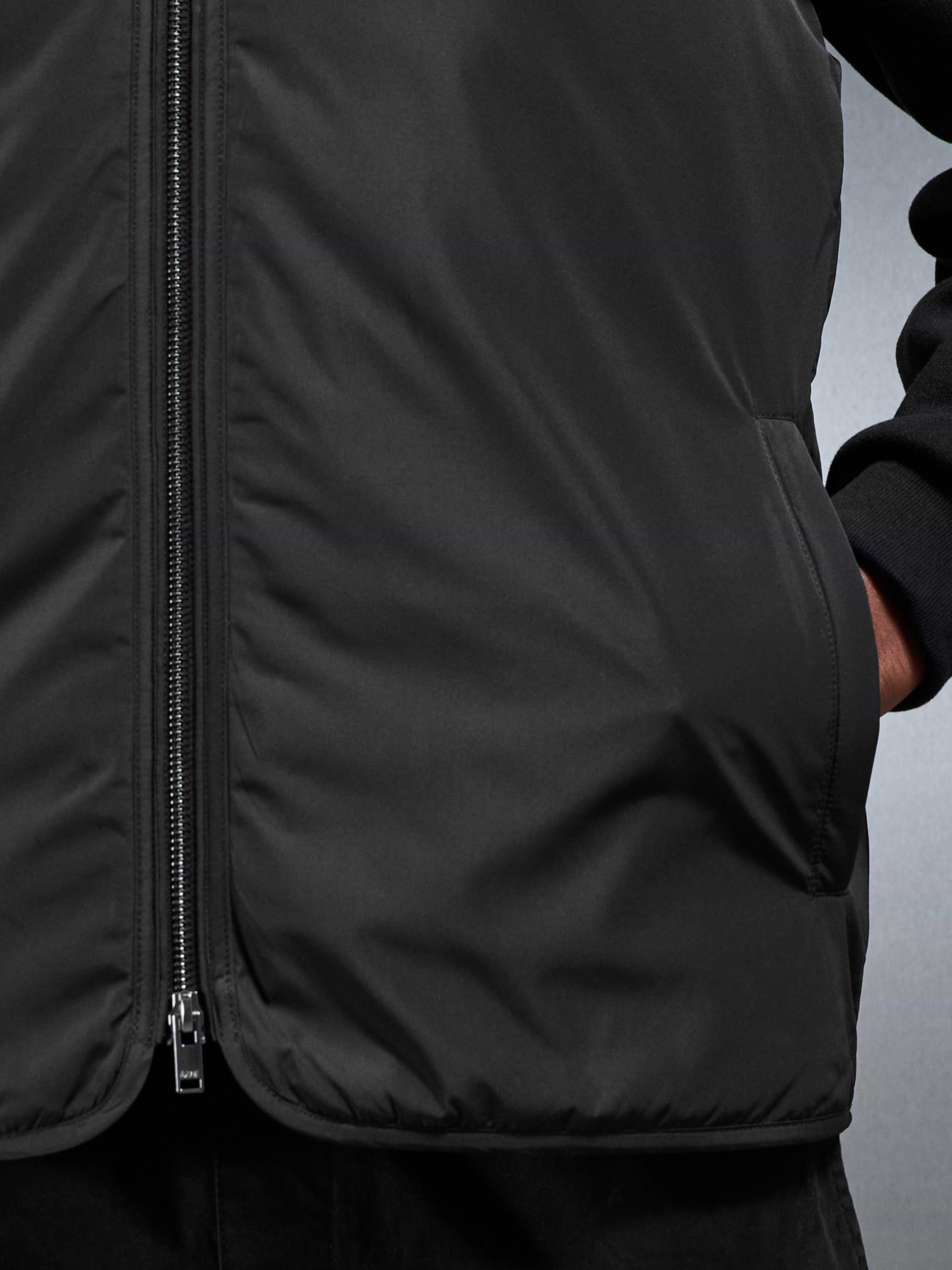 Zip Through Padded Vest in Black