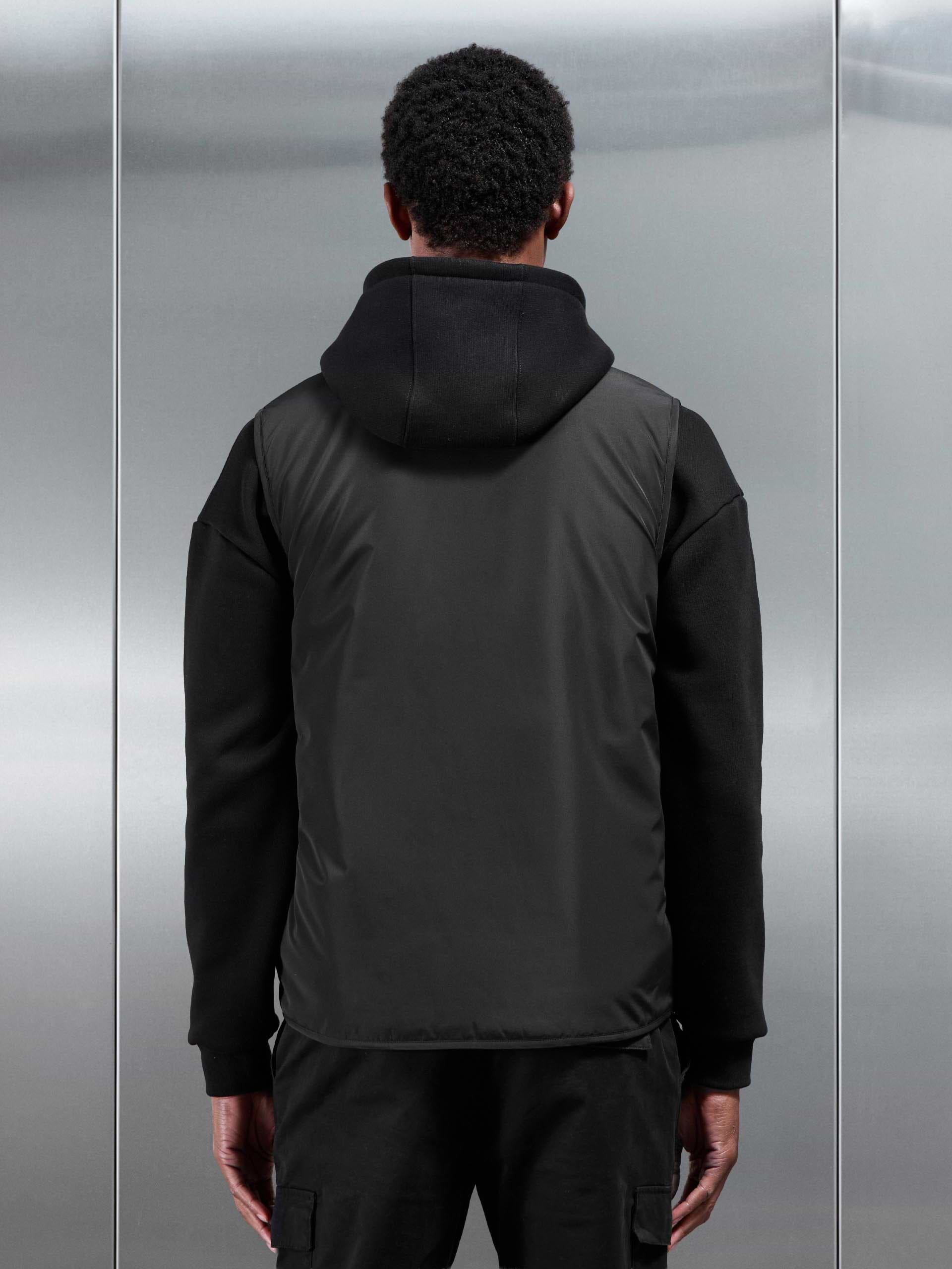 Zip Through Padded Vest in Black