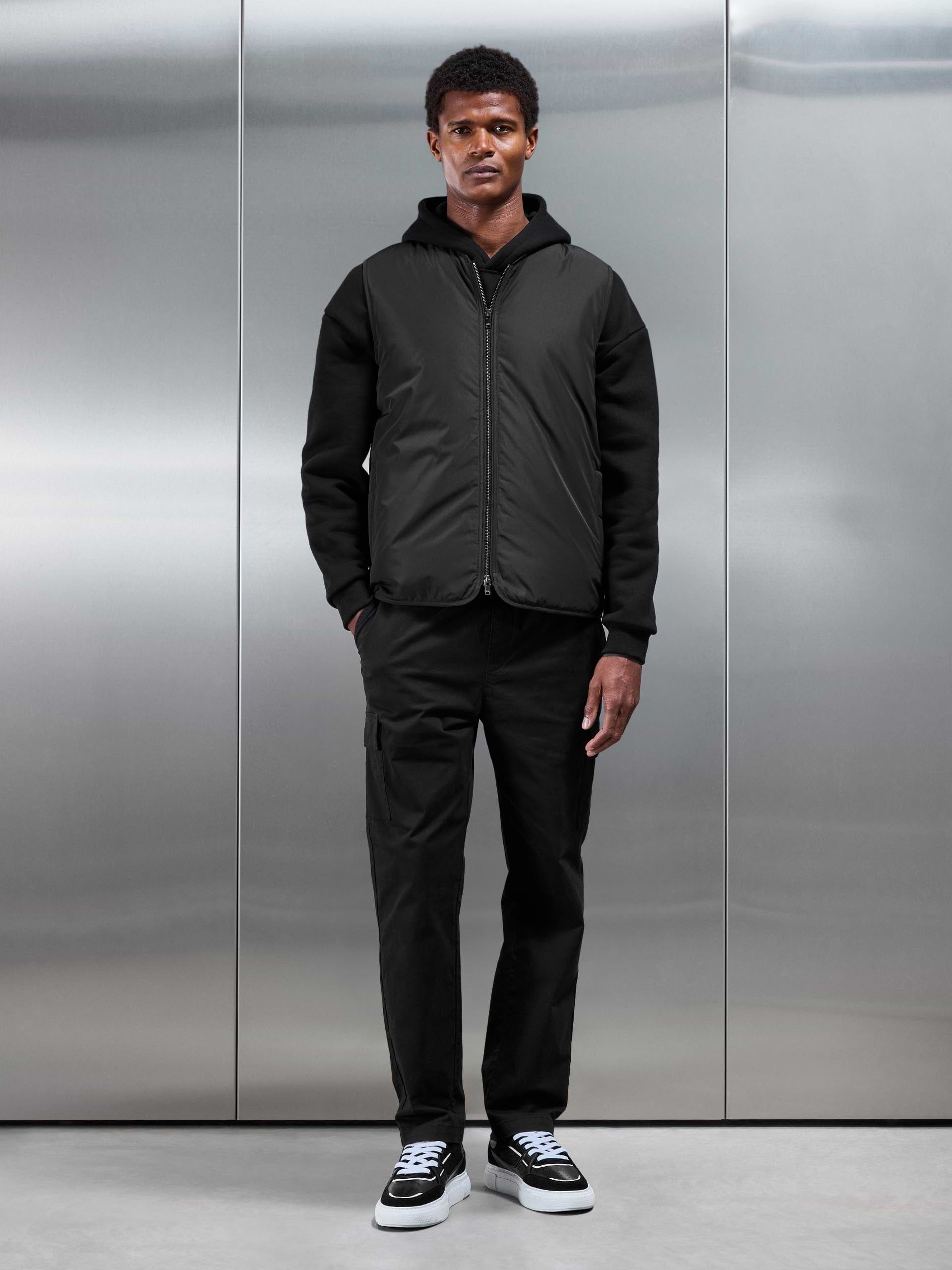 Zip Through Padded Vest in Black