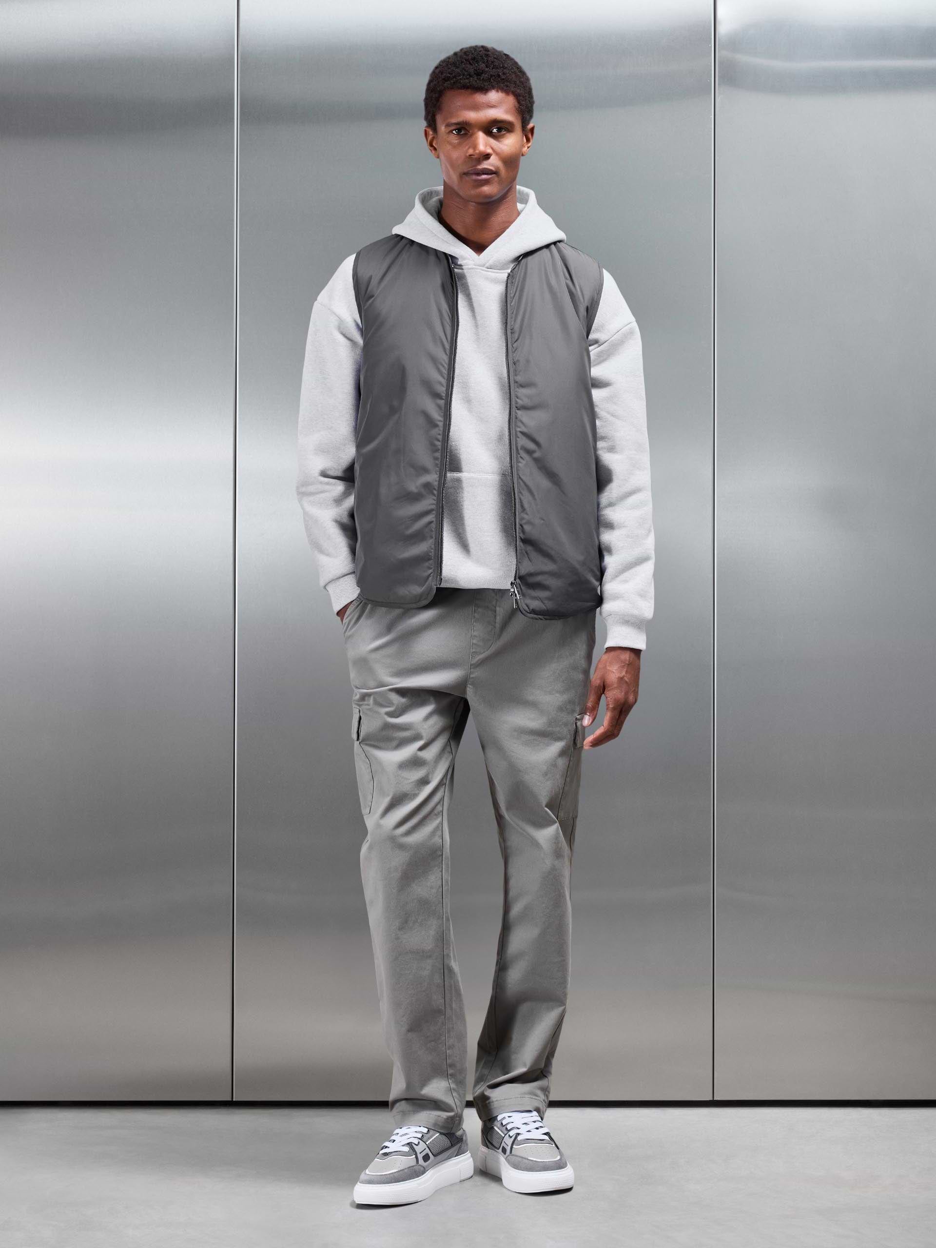 Zip Through Padded Vest in Grey