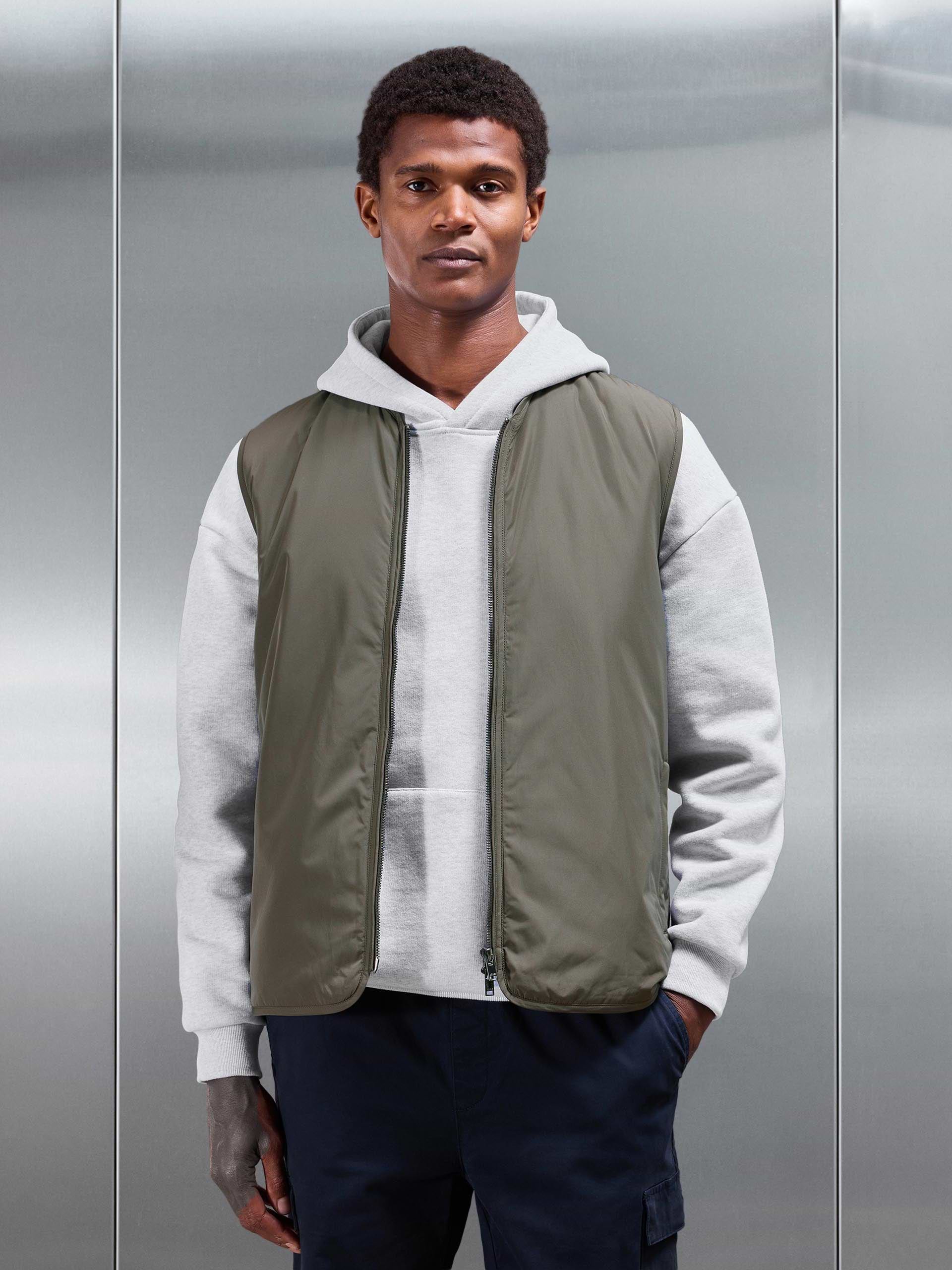 Zip Through Padded Vest in Olive