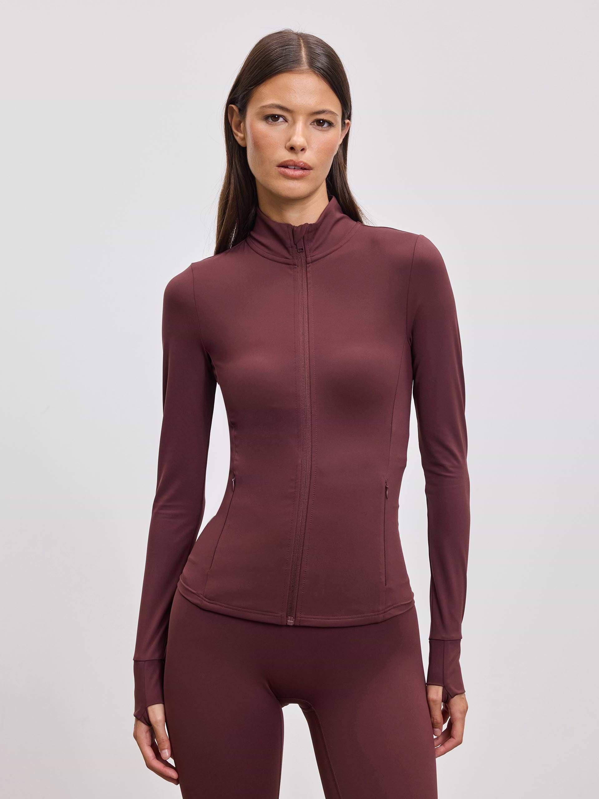 Womens Active Zip Through Jacket in Burgundy
