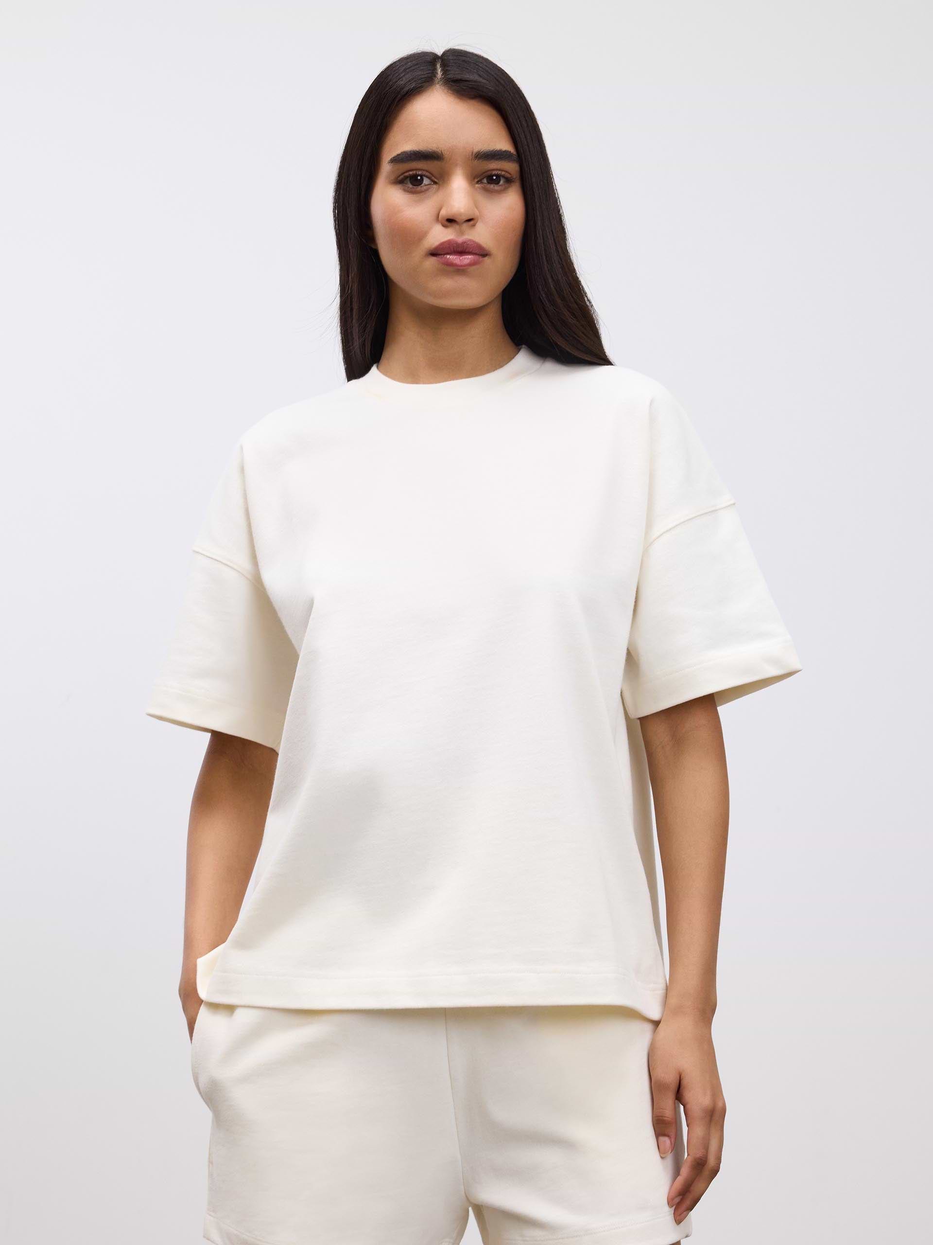 Womens Brushed Relaxed T-Shirt in Ecru
