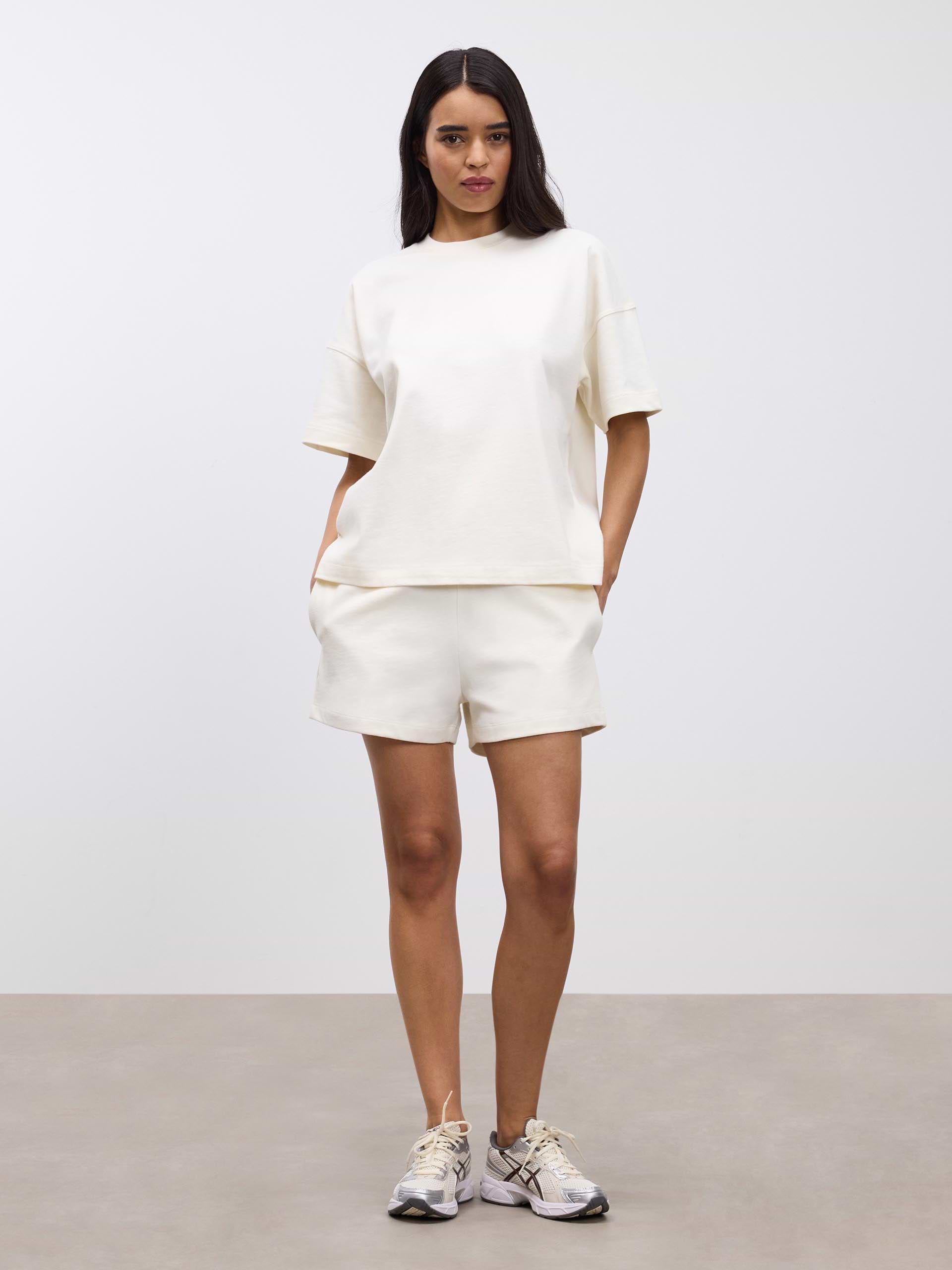 Womens Brushed Relaxed T-Shirt in Ecru