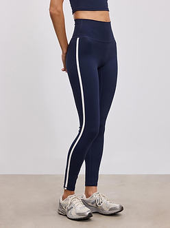 Womens Contrast Piping Active Legging in Navy