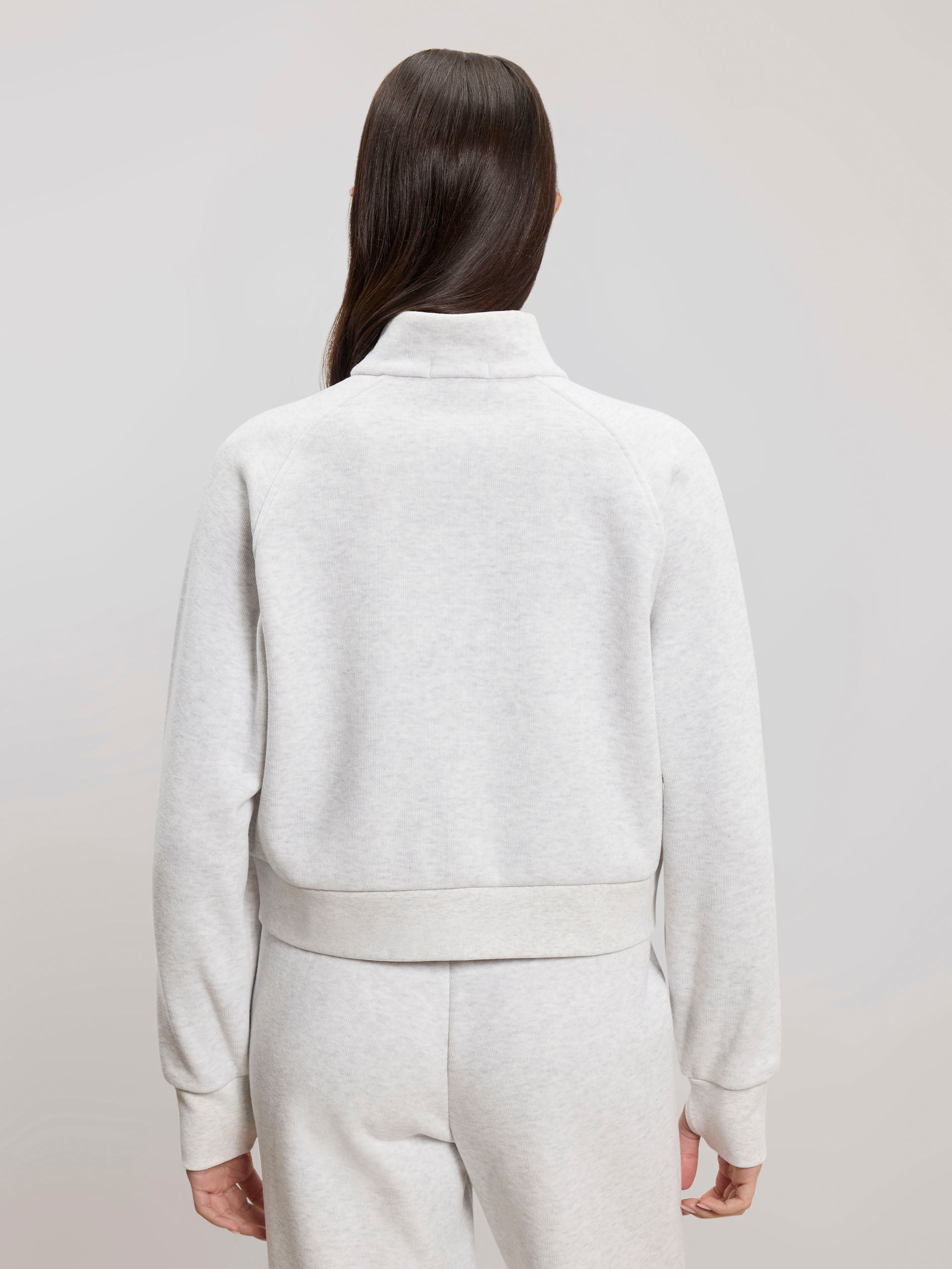 Womens Cosy Fleece Funnel Neck Jacket in Marl Grey