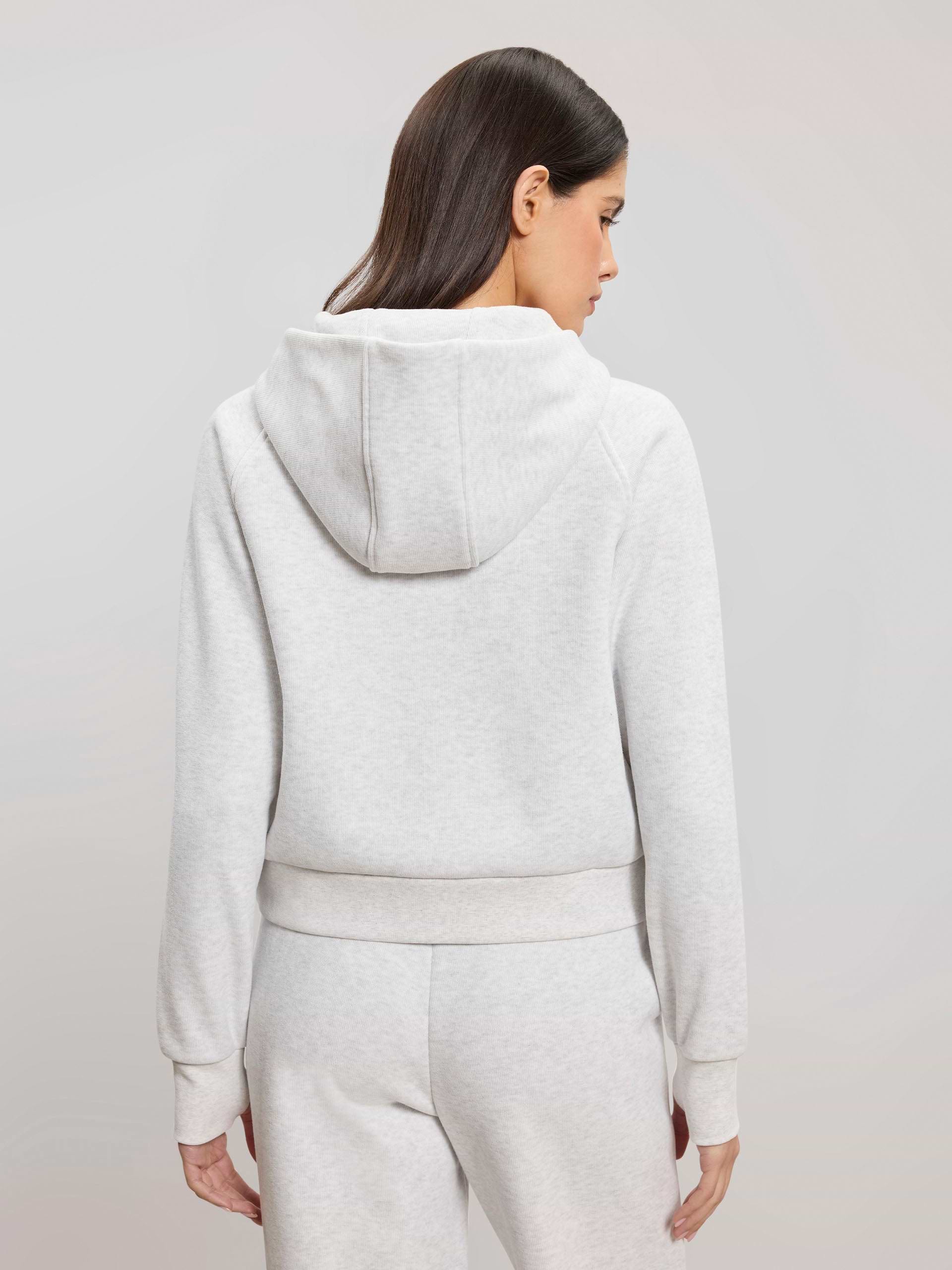 Womens Cosy Fleece Half Zip Hoodie in Marl Grey
