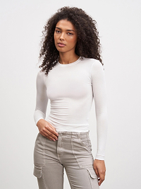Womens Cotton Jersey Long Sleeve T-Shirt in White
