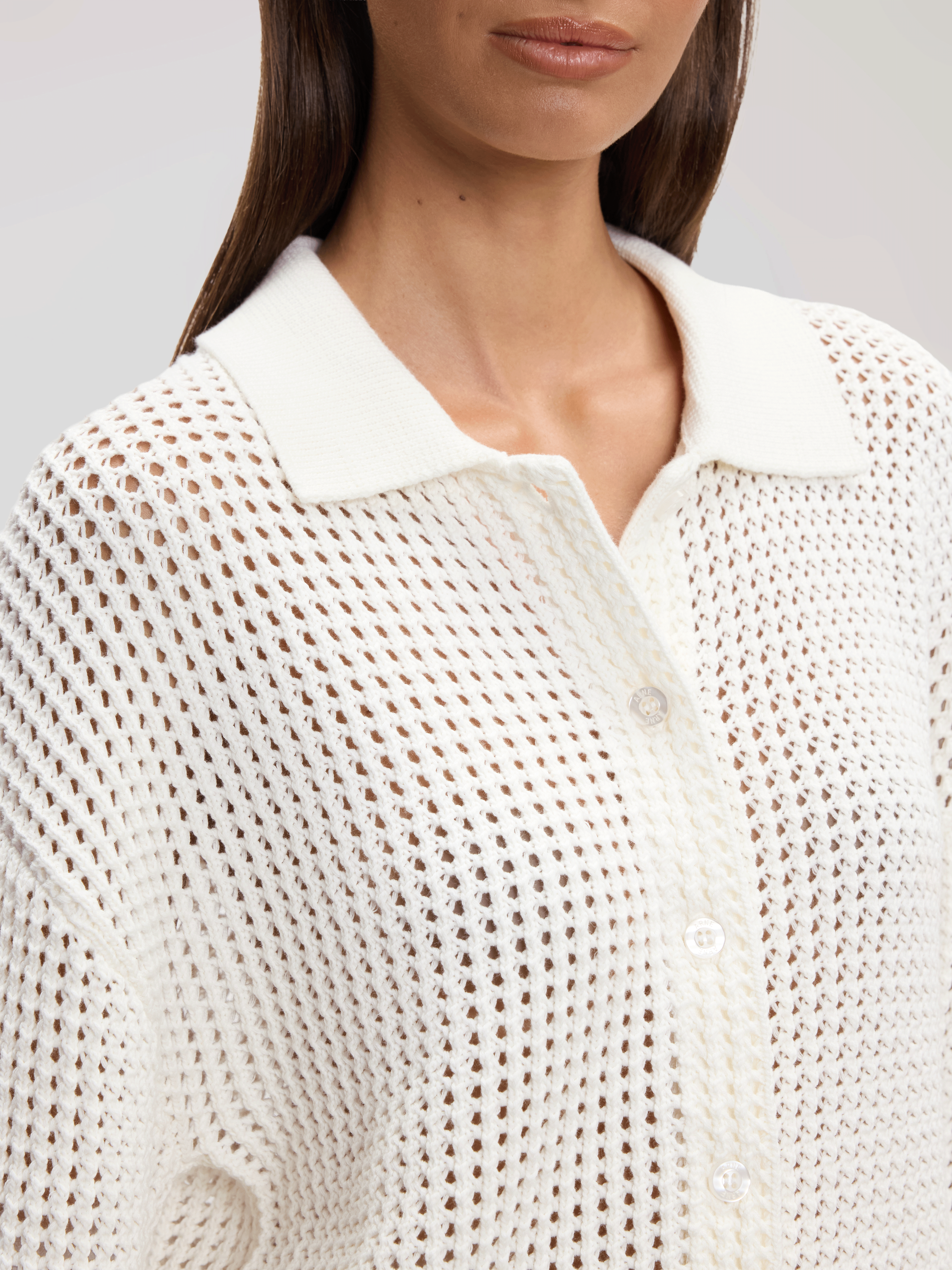Womens Crochet Shirt in Ecru