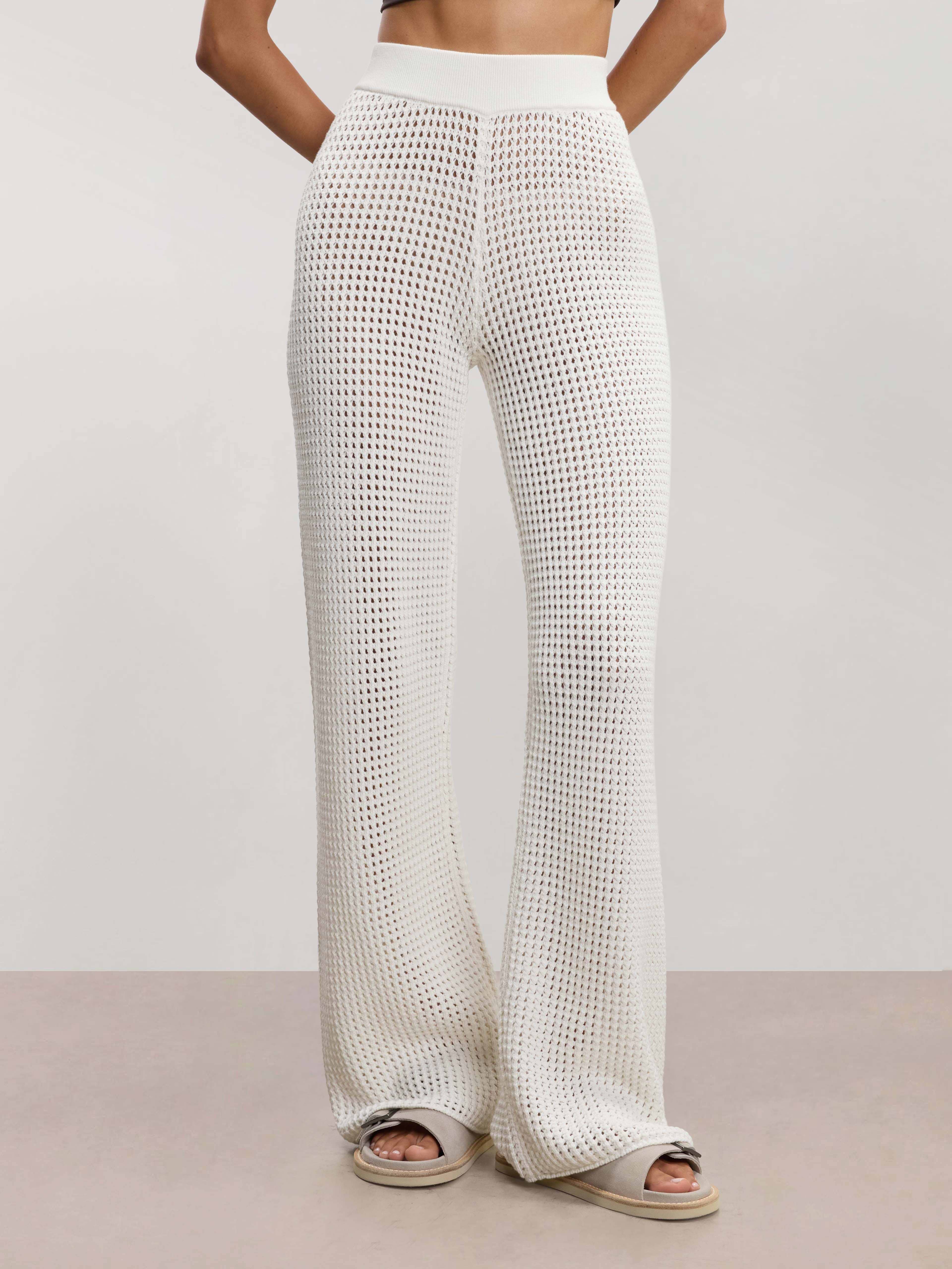 Womens Crochet Trouser in Ecru
