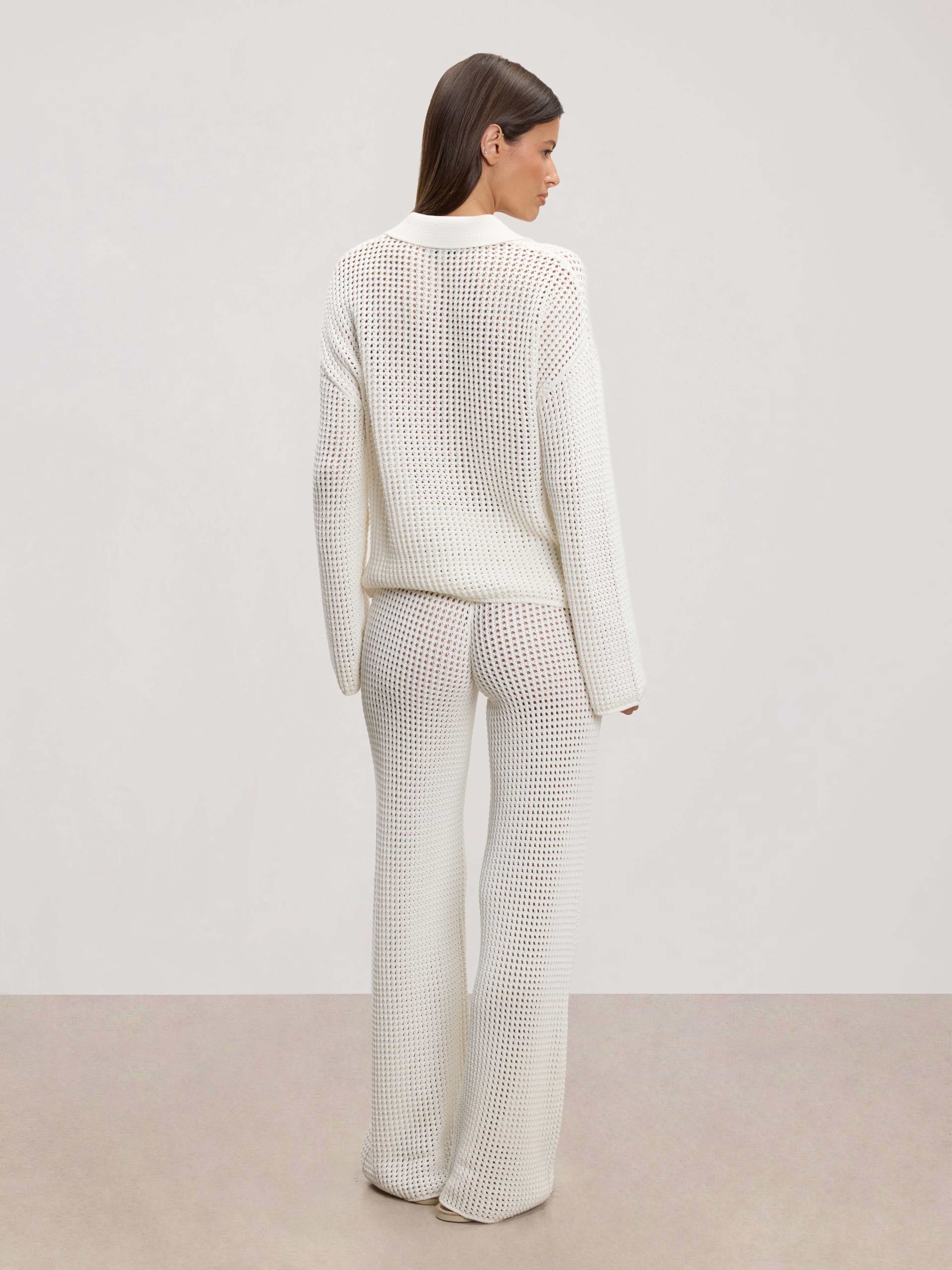 Womens Crochet Trouser in Ecru