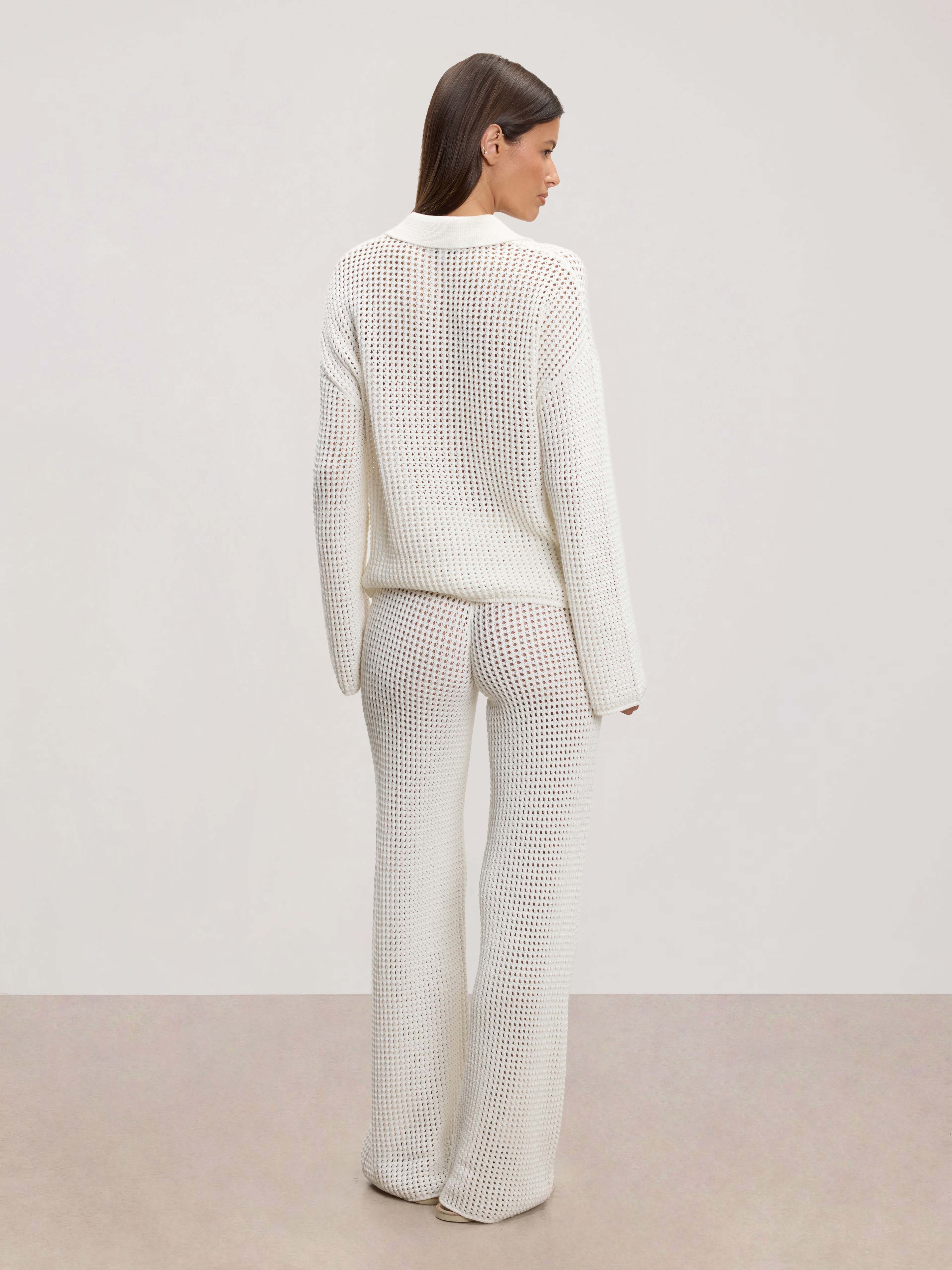 Womens Crochet Trouser in Ecru
