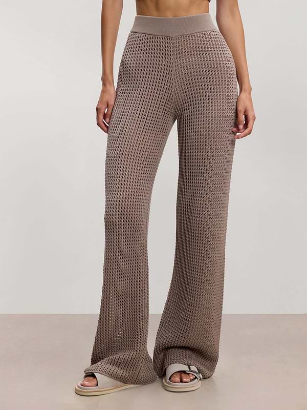 Womens Crochet Trouser in Taupe