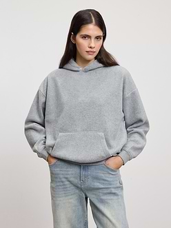 Womens Fleece Relaxed Hoodie in Marl Grey