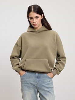 Womens Fleece Relaxed Hoodie in Olive