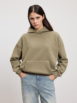 Womens Fleece Relaxed Hoodie in Olive
