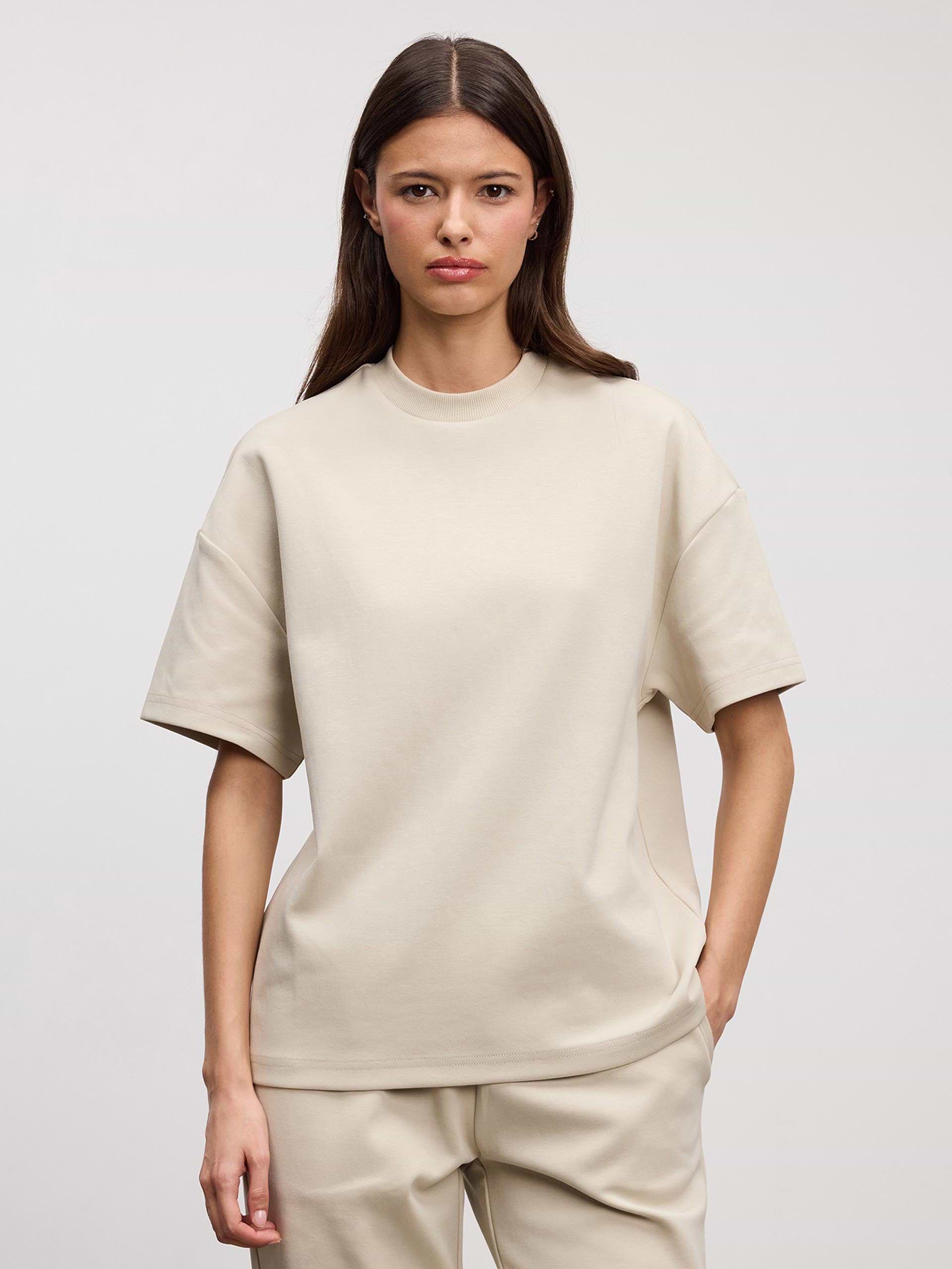 Womens Interlock Relaxed T-Shirt in Stone