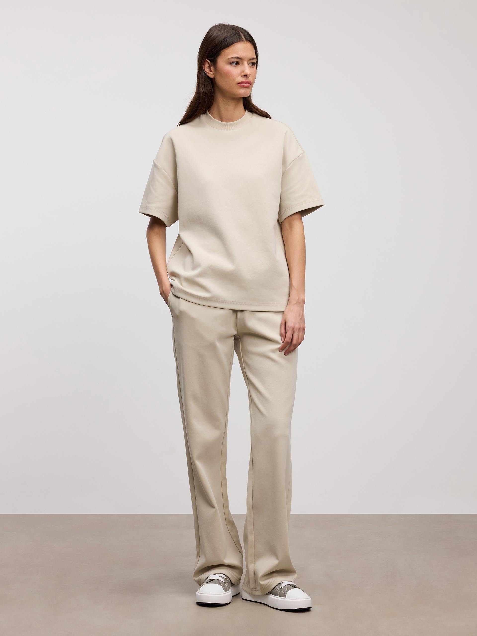 Womens Interlock Relaxed T-Shirt in Stone