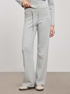 Womens Light Knit Straight Leg Jogger in Marl Grey