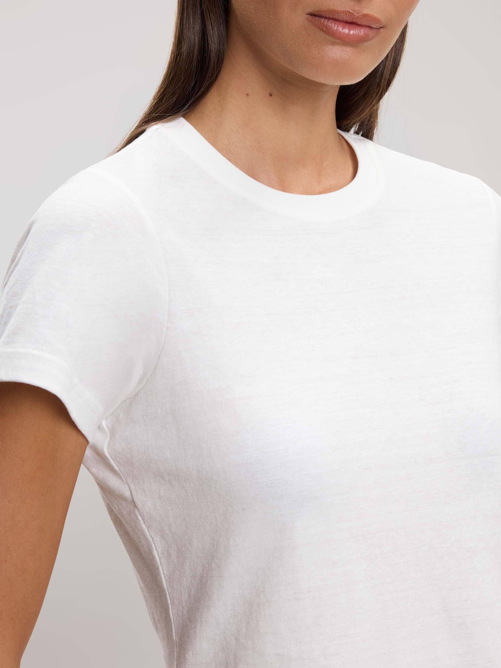 Womens Linen Blend T-Shirt in White