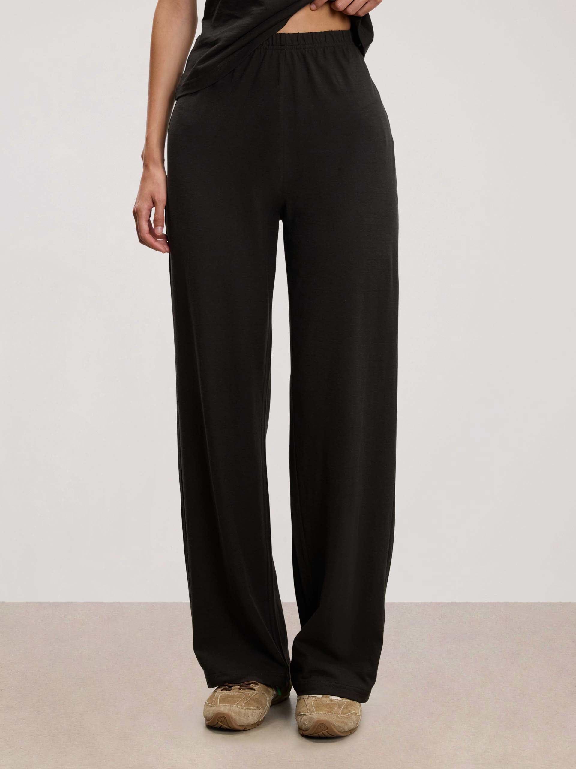 Womens Linen Blend Trouser in Brown
