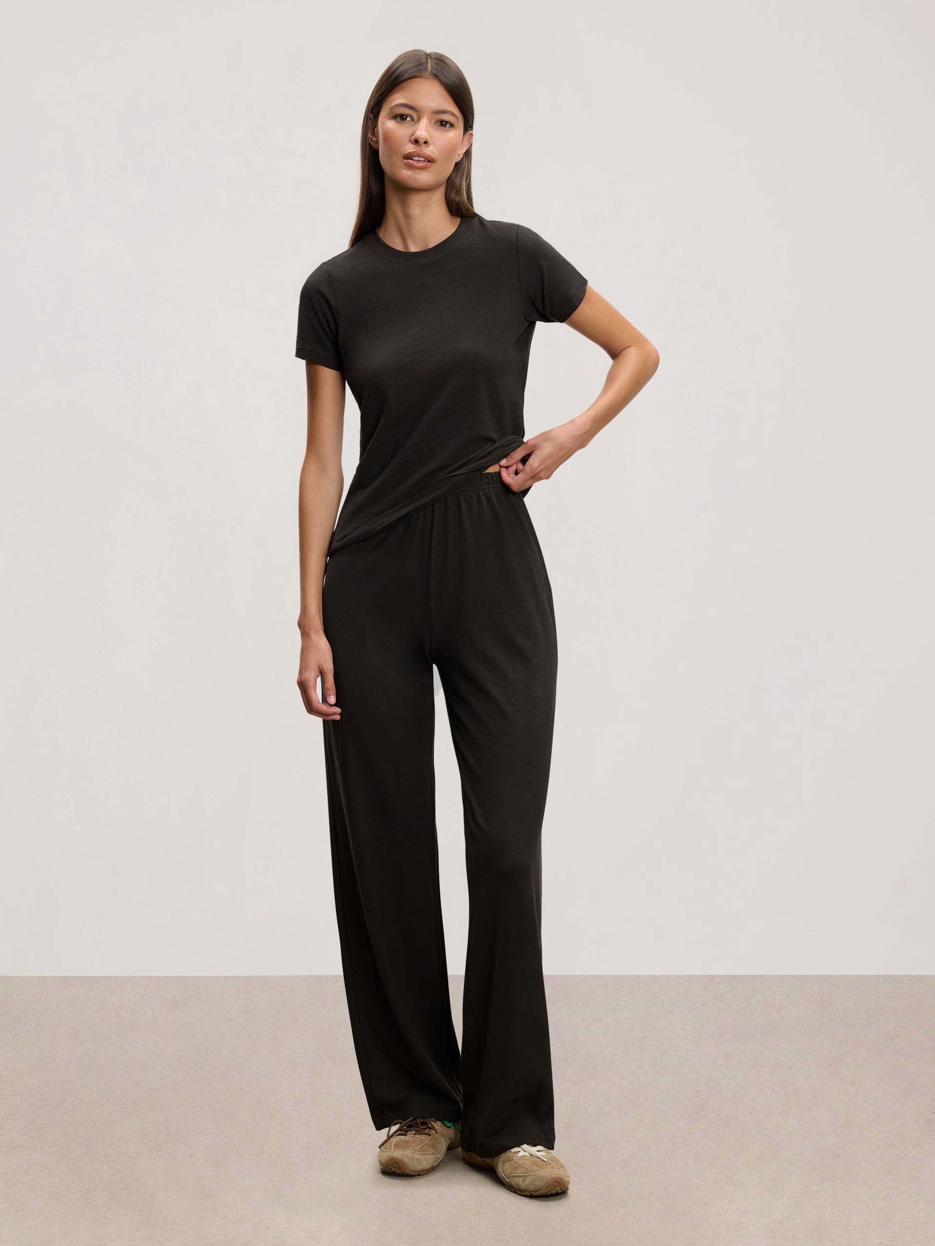 Womens Linen Blend Trouser in Brown