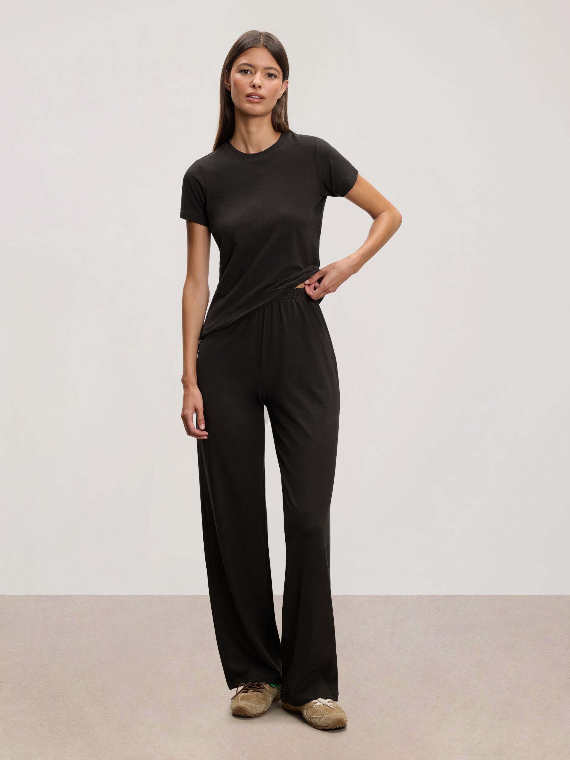 Womens Linen Blend Trouser in Brown
