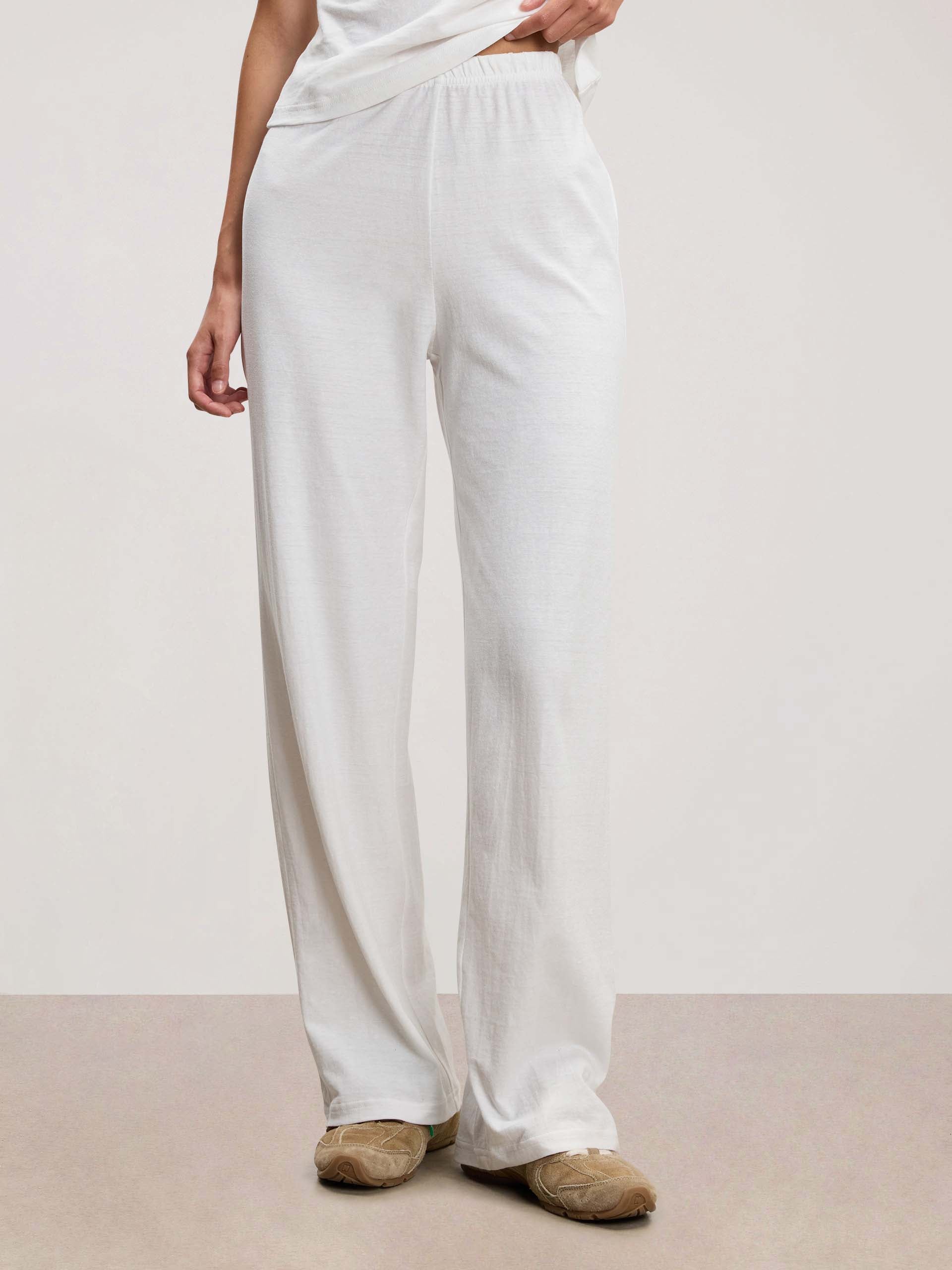 Womens Linen Blend Trouser in White
