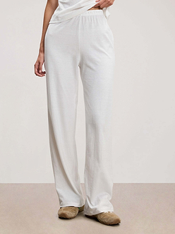 Womens Linen Blend Trouser in White