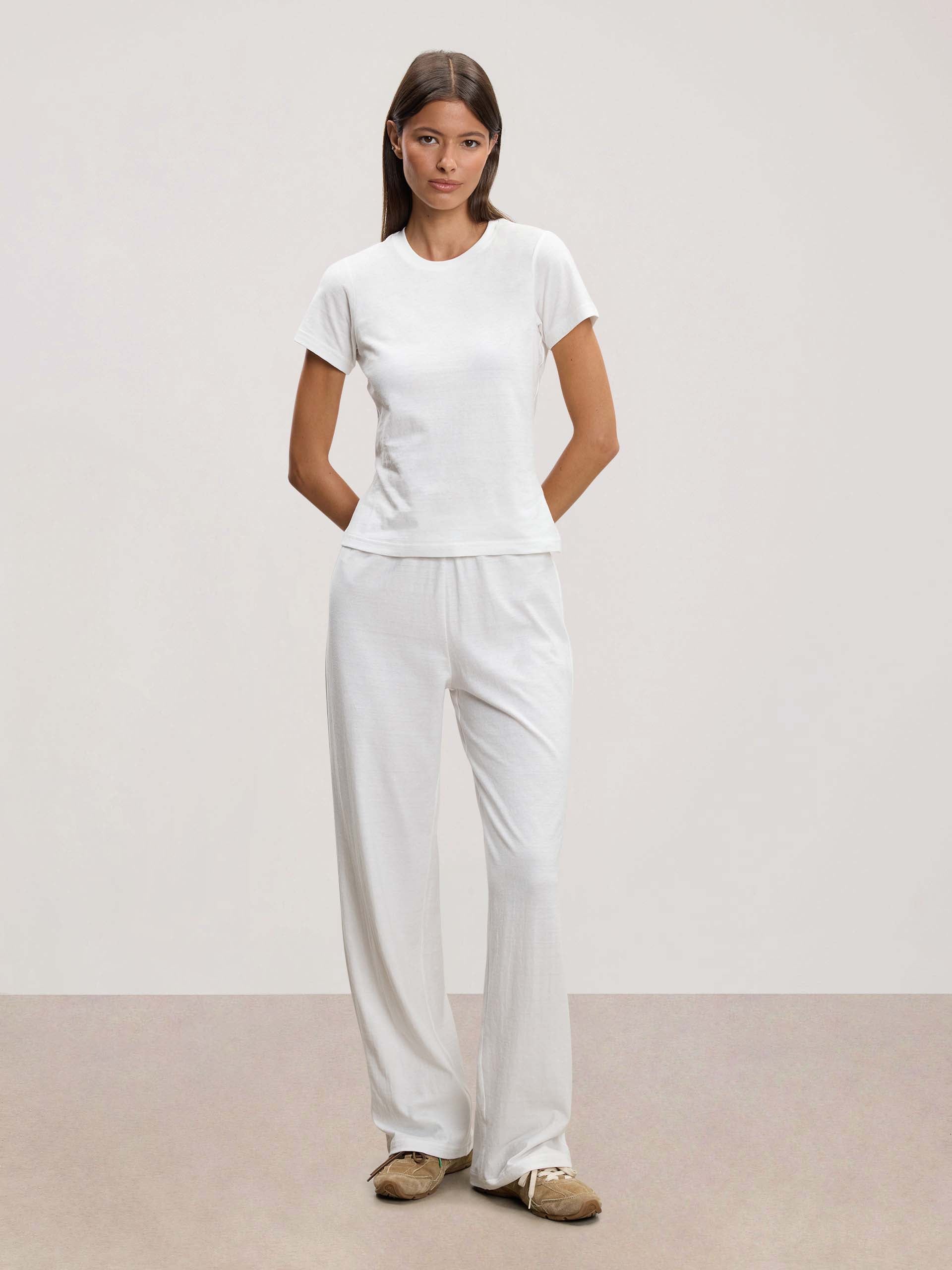 Womens Linen Blend Trouser in White