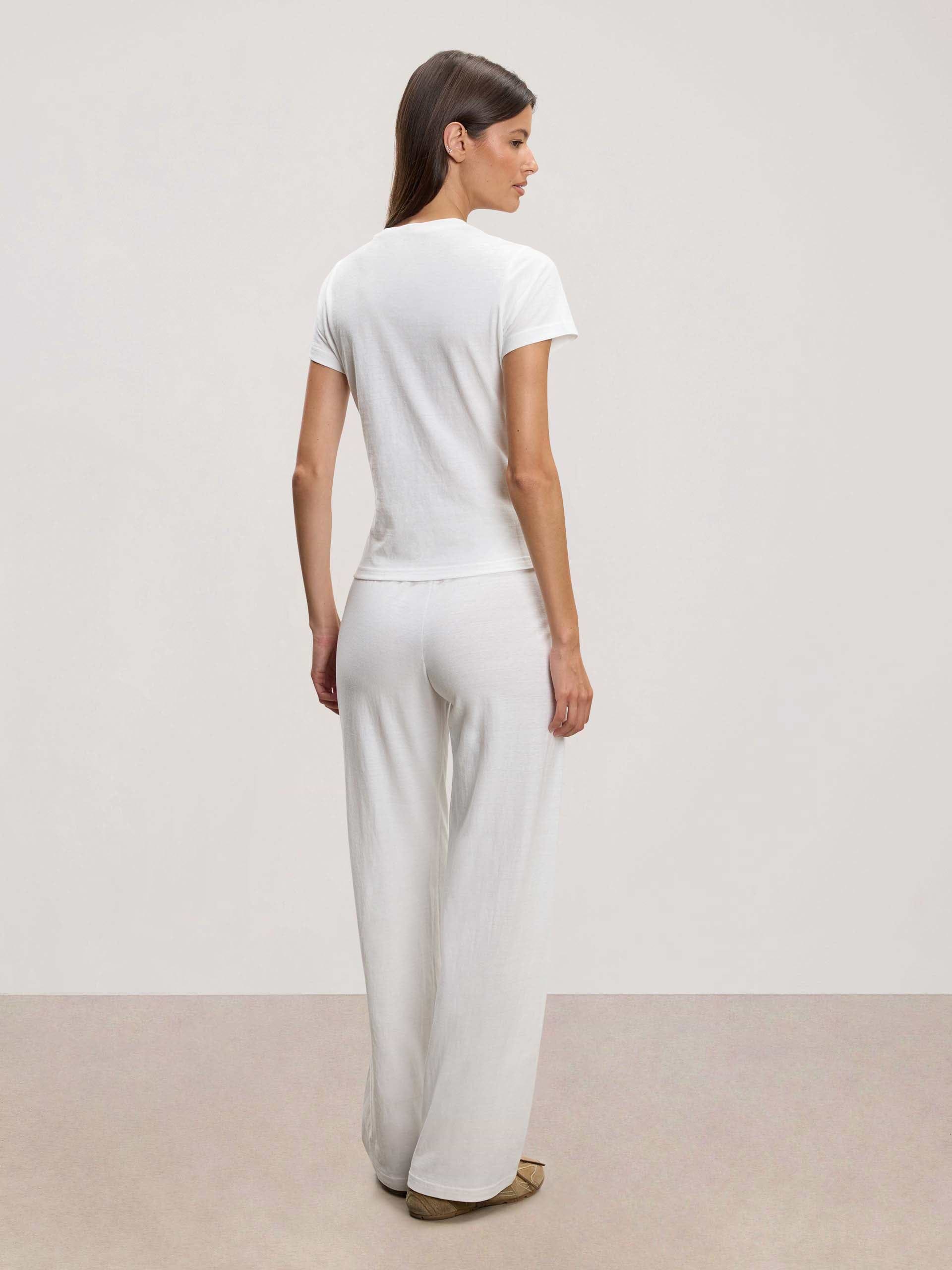 Womens Linen Blend Trouser in White