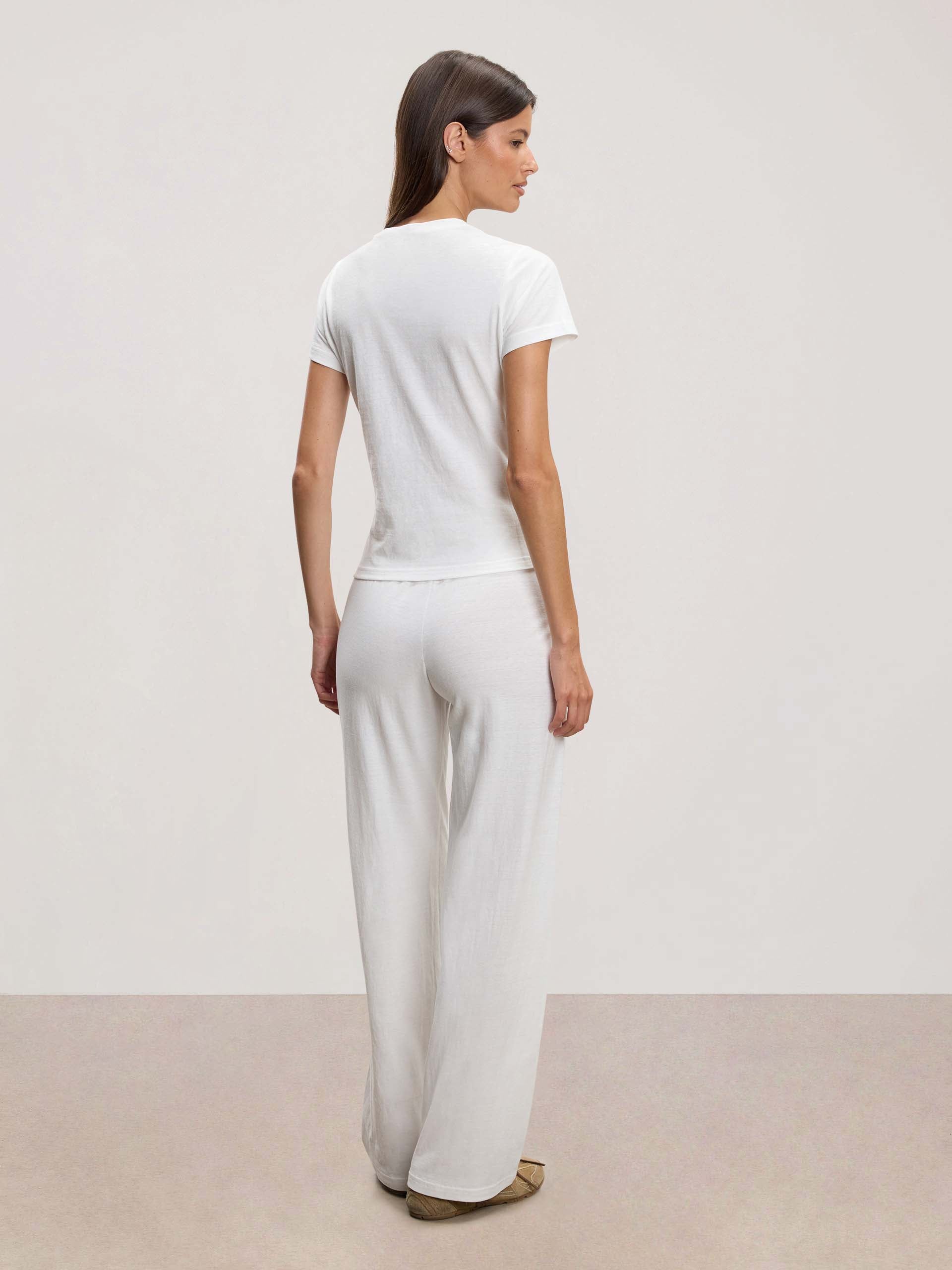 Womens Linen Blend Trouser in White