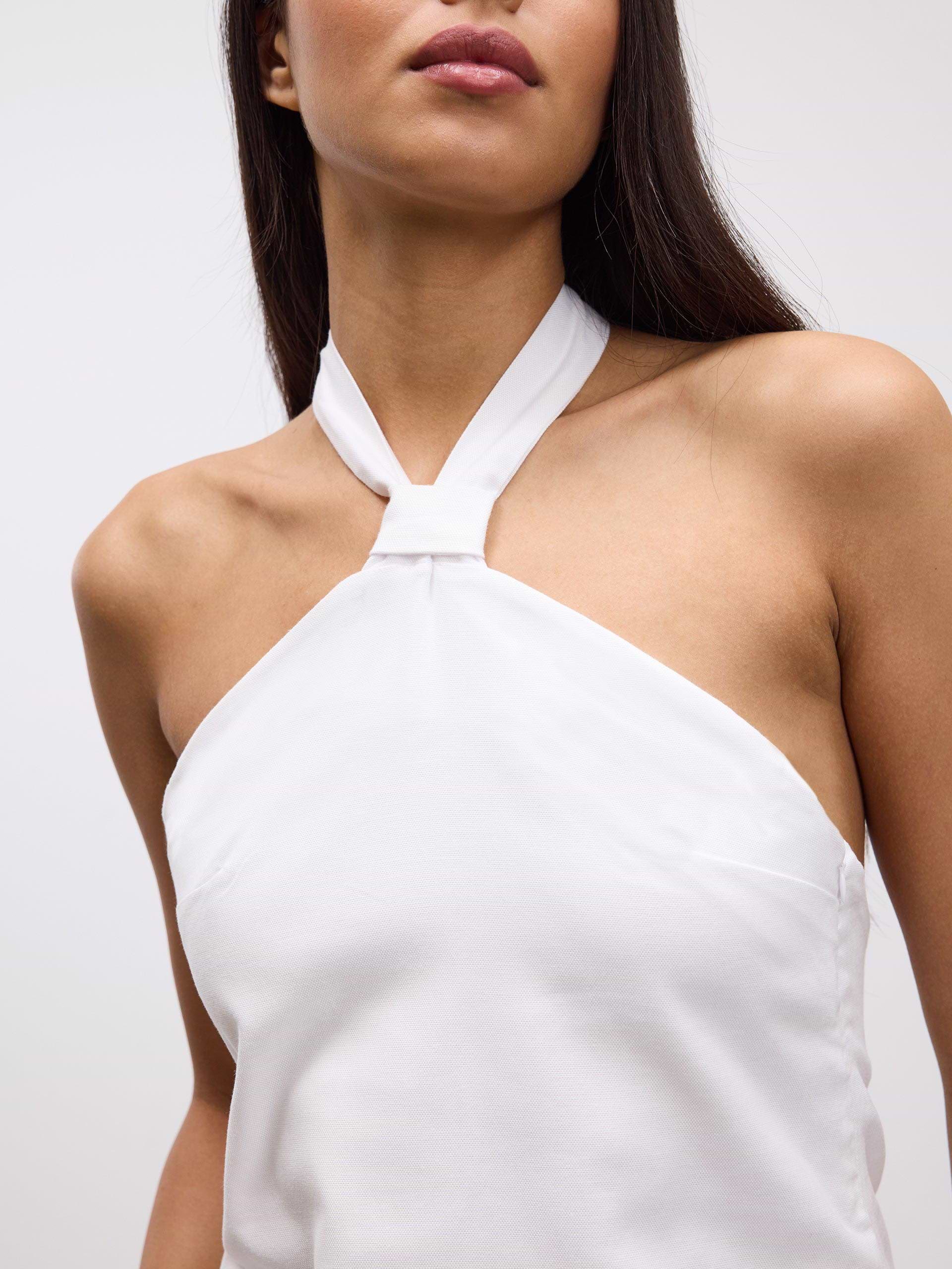 Womens Linen Halter Top in White