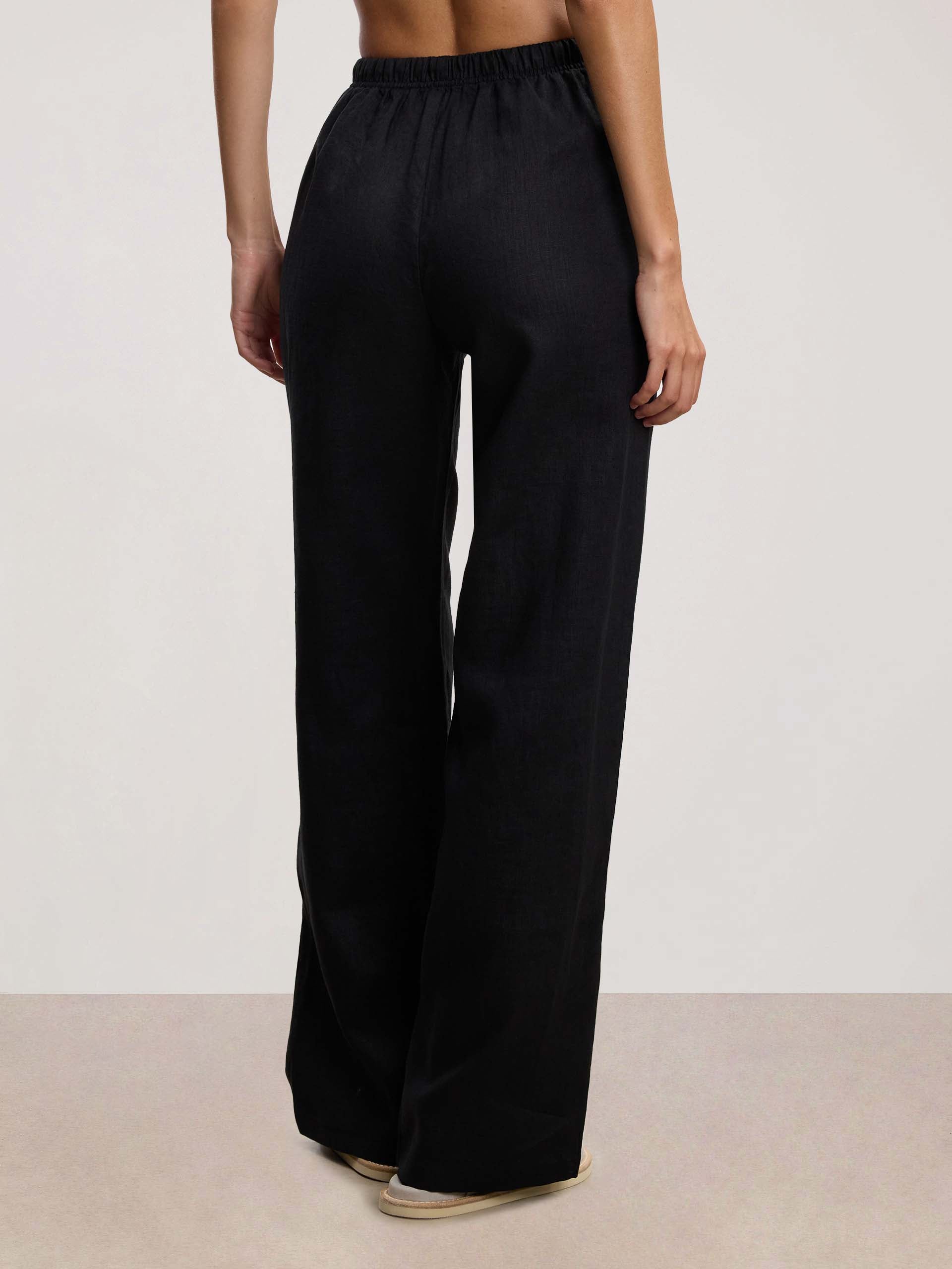 Womens Linen Trouser in Black