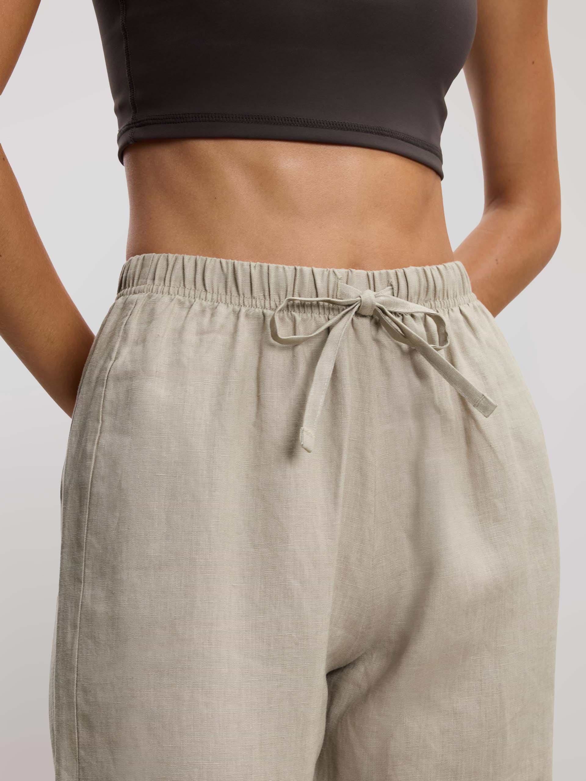 Womens Linen Trouser in Stone