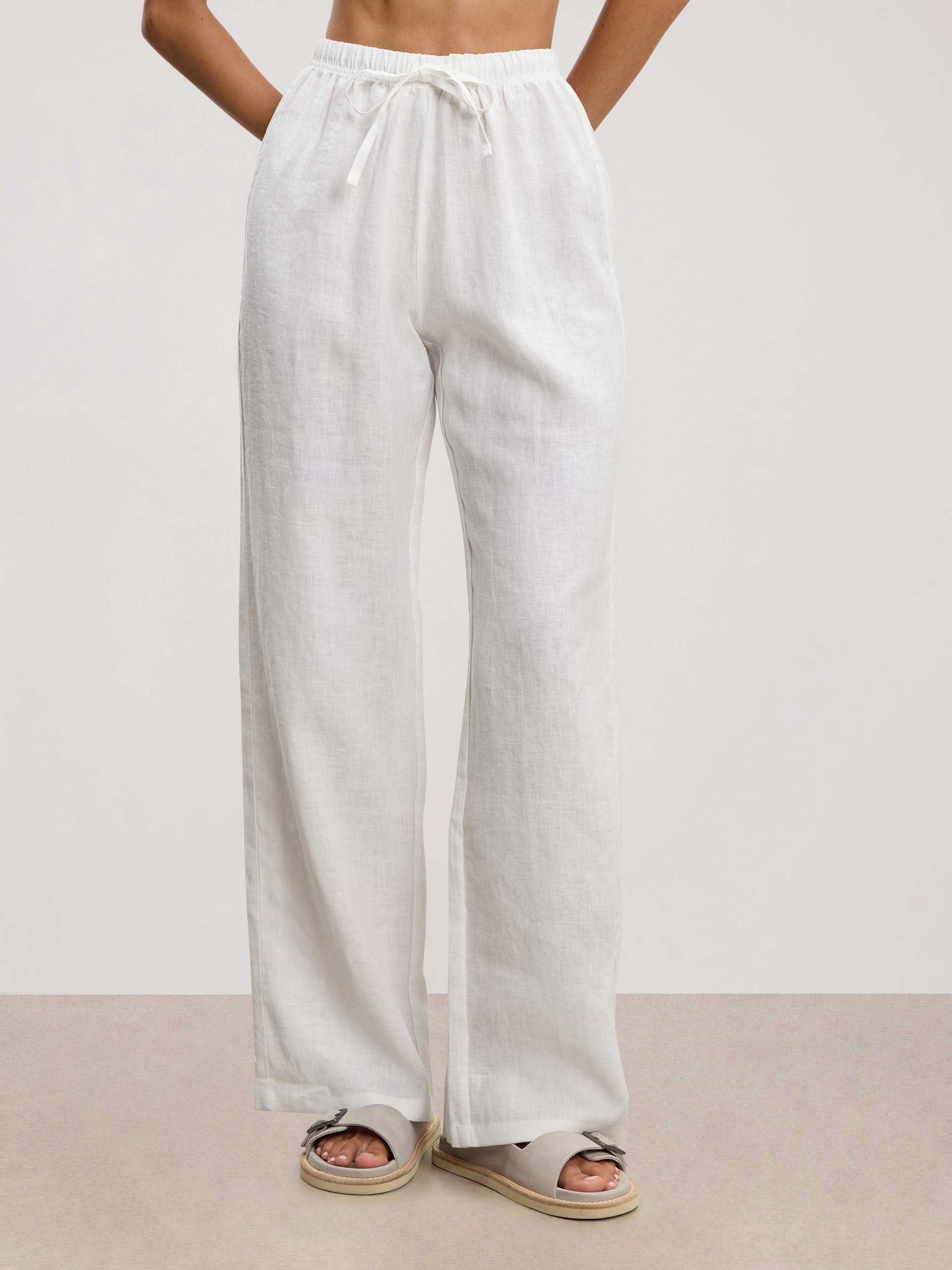 Womens Linen Trouser in White