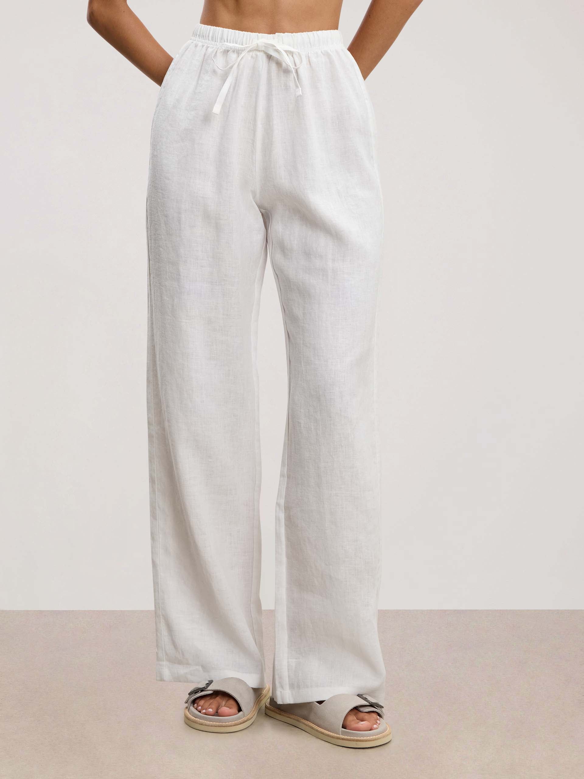 Womens Linen Trouser in White