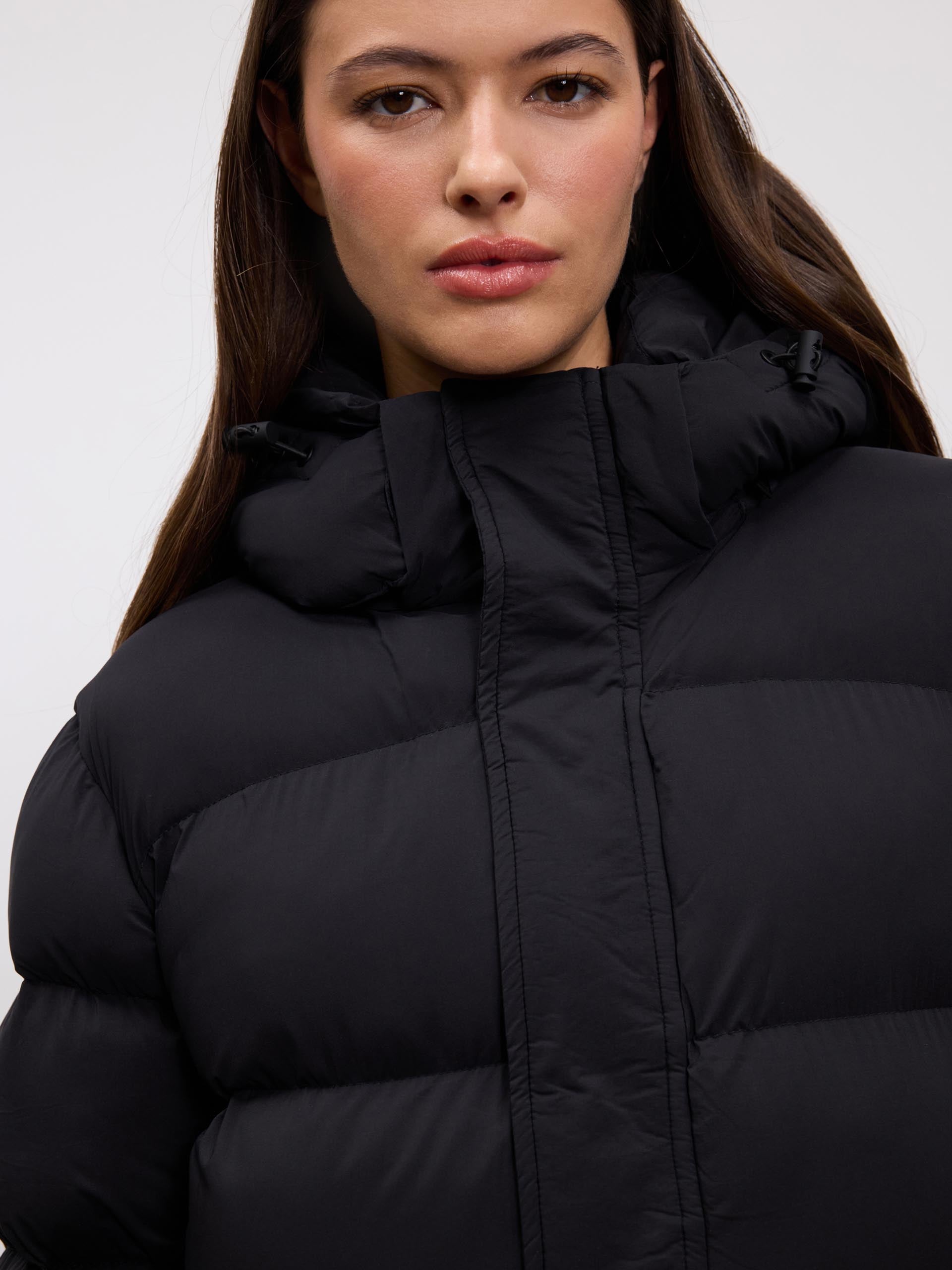 Womens Mid Length Puffer Jacket in Black