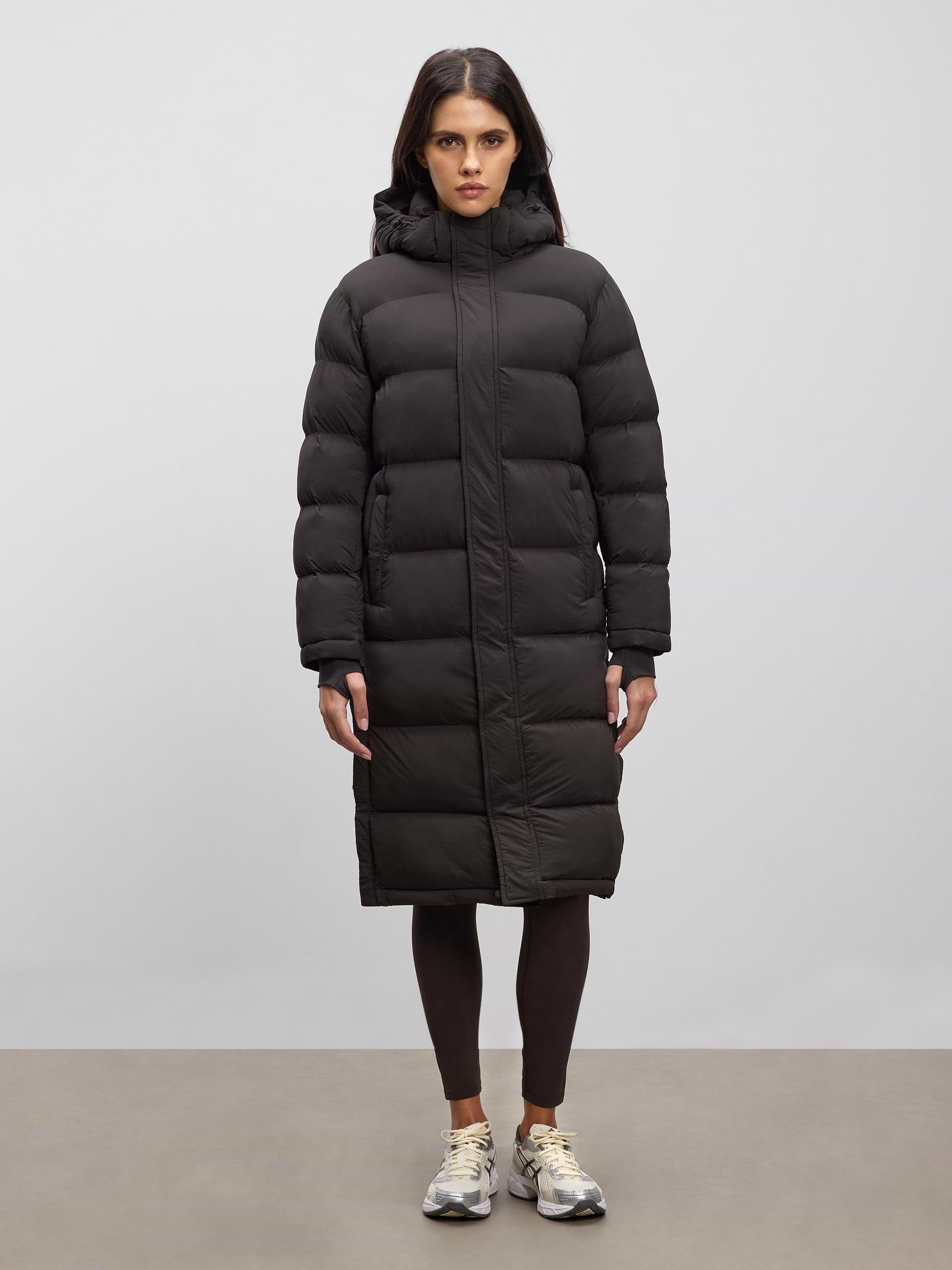 Womens Mid Length Puffer Jacket in Brown