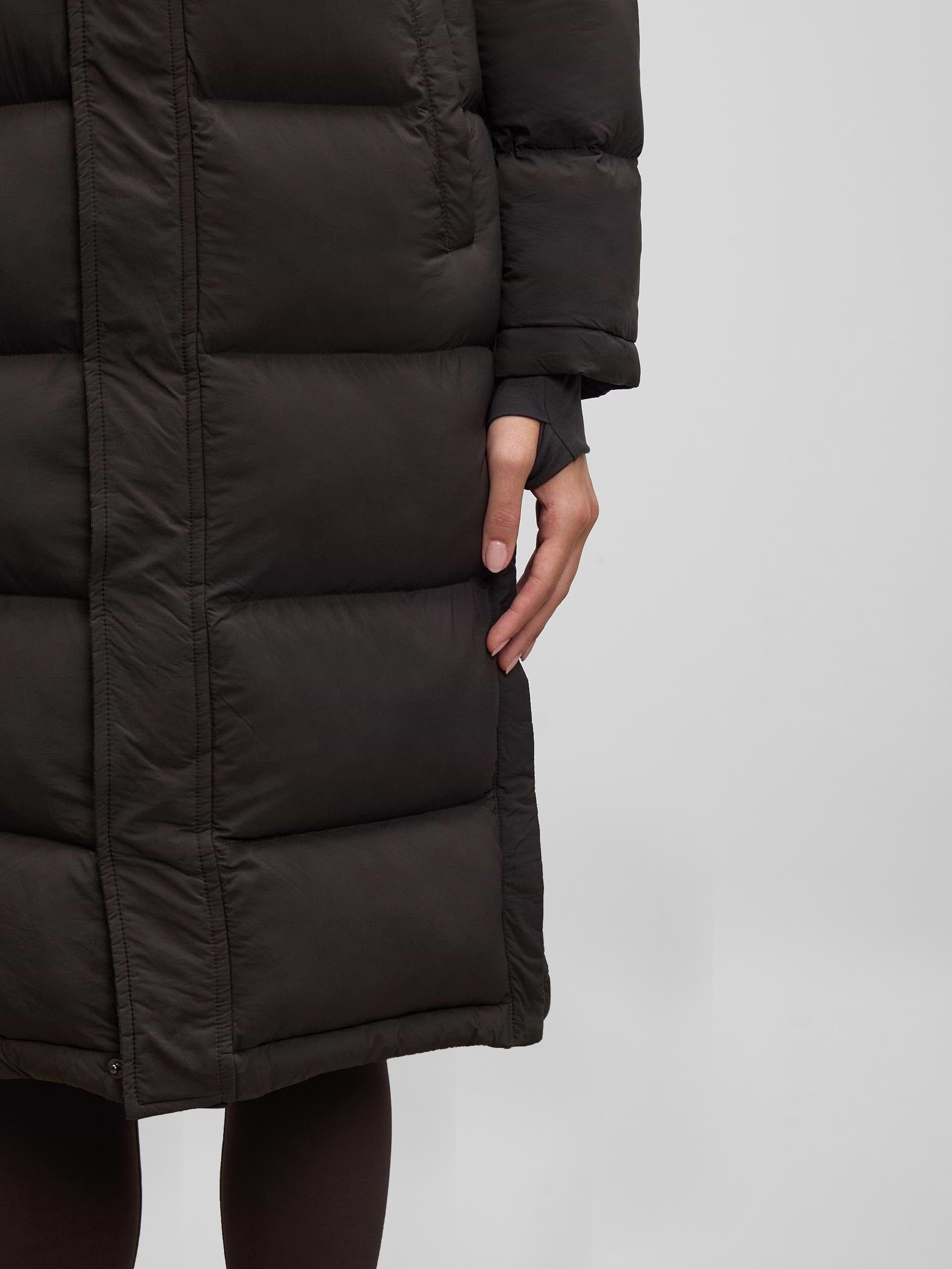 Womens Mid Length Puffer Jacket in Brown
