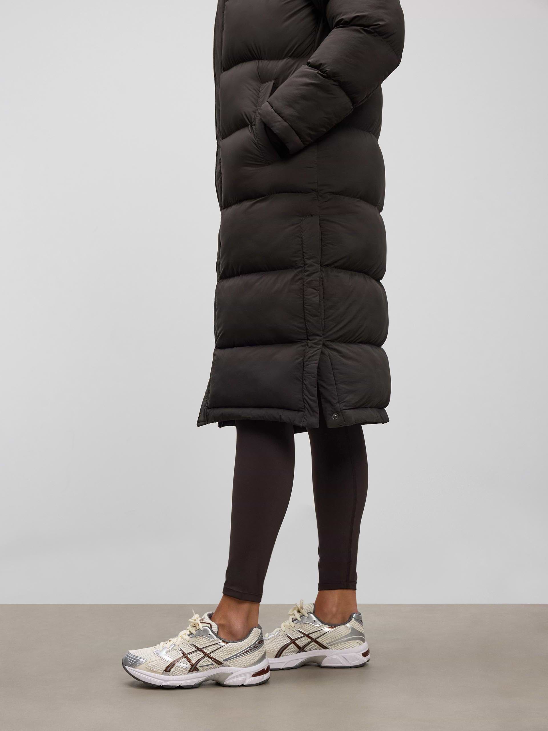 Womens Mid Length Puffer Jacket in Brown