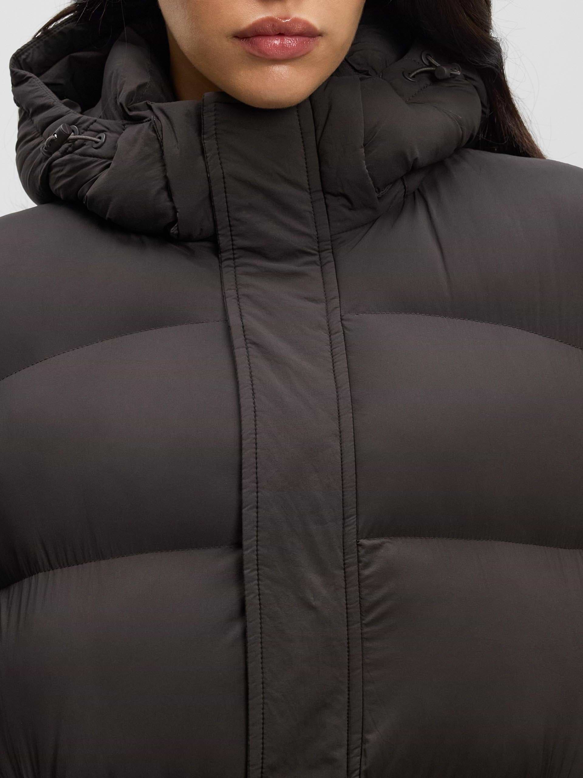 Womens Mid Length Puffer Jacket in Brown